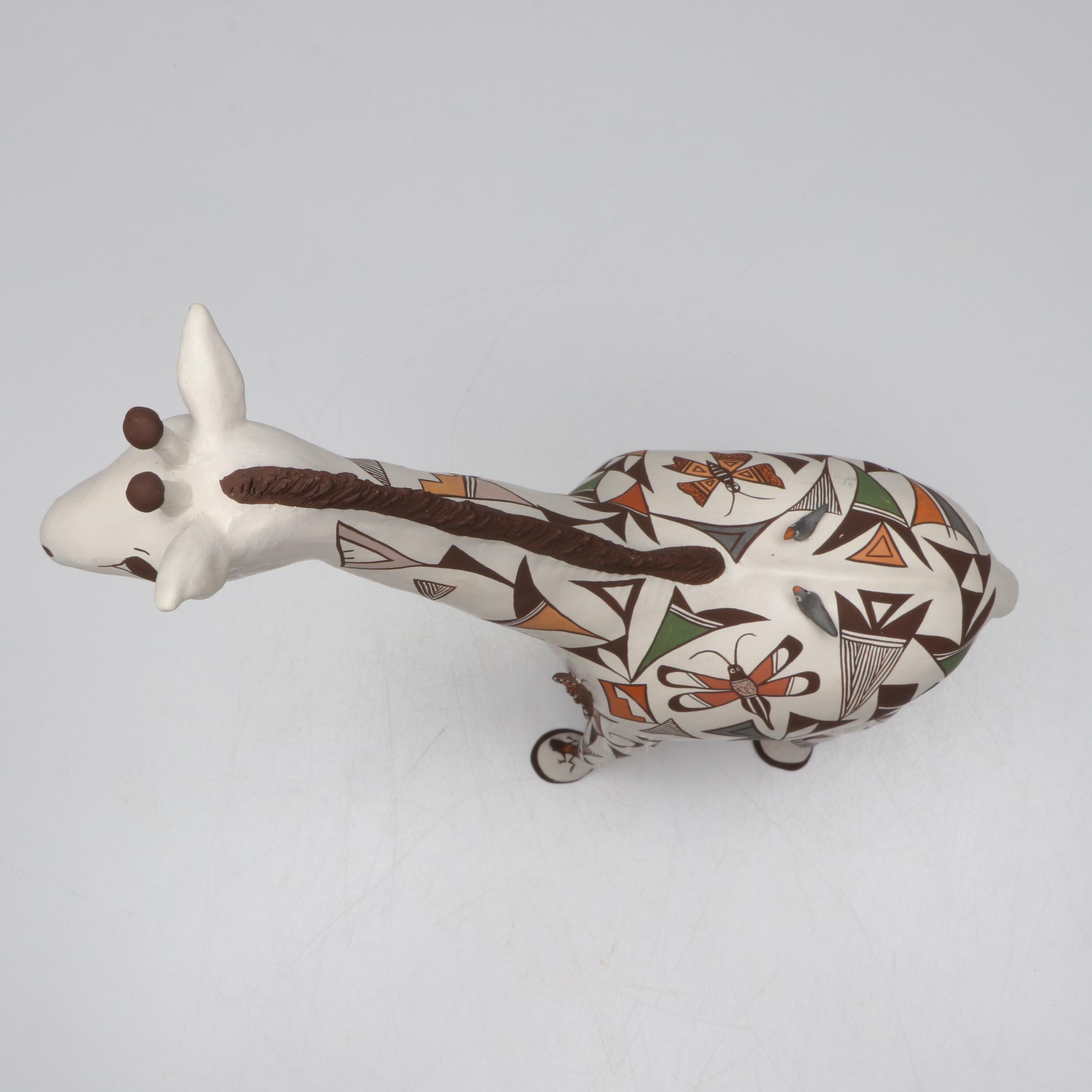 Judy Lewis Acoma Pueblo Pottery Polychrome Giraffe