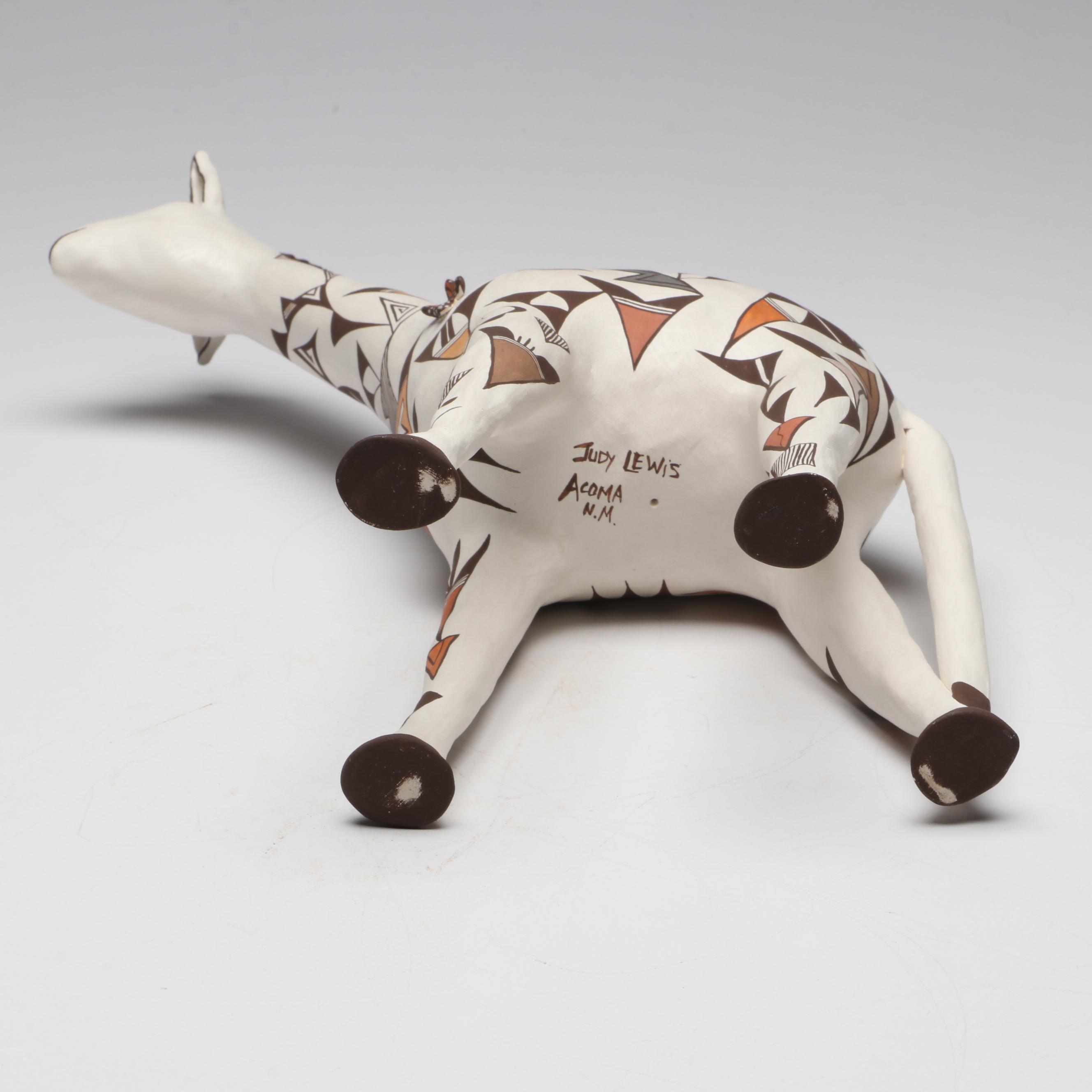Judy Lewis Acoma Pueblo Pottery Polychrome Giraffe