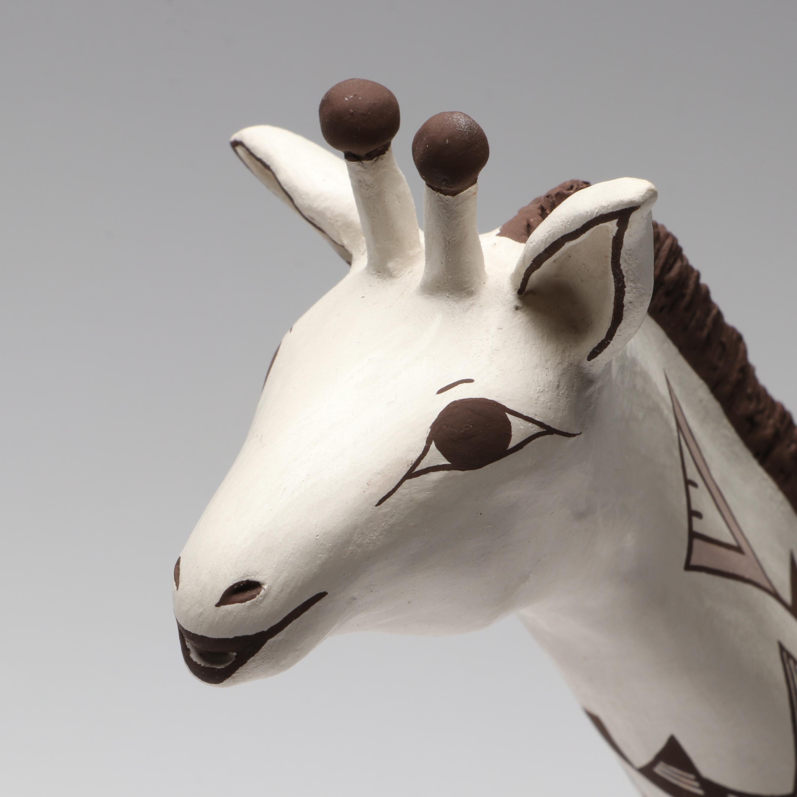 Judy Lewis Acoma Pueblo Pottery Polychrome Giraffe