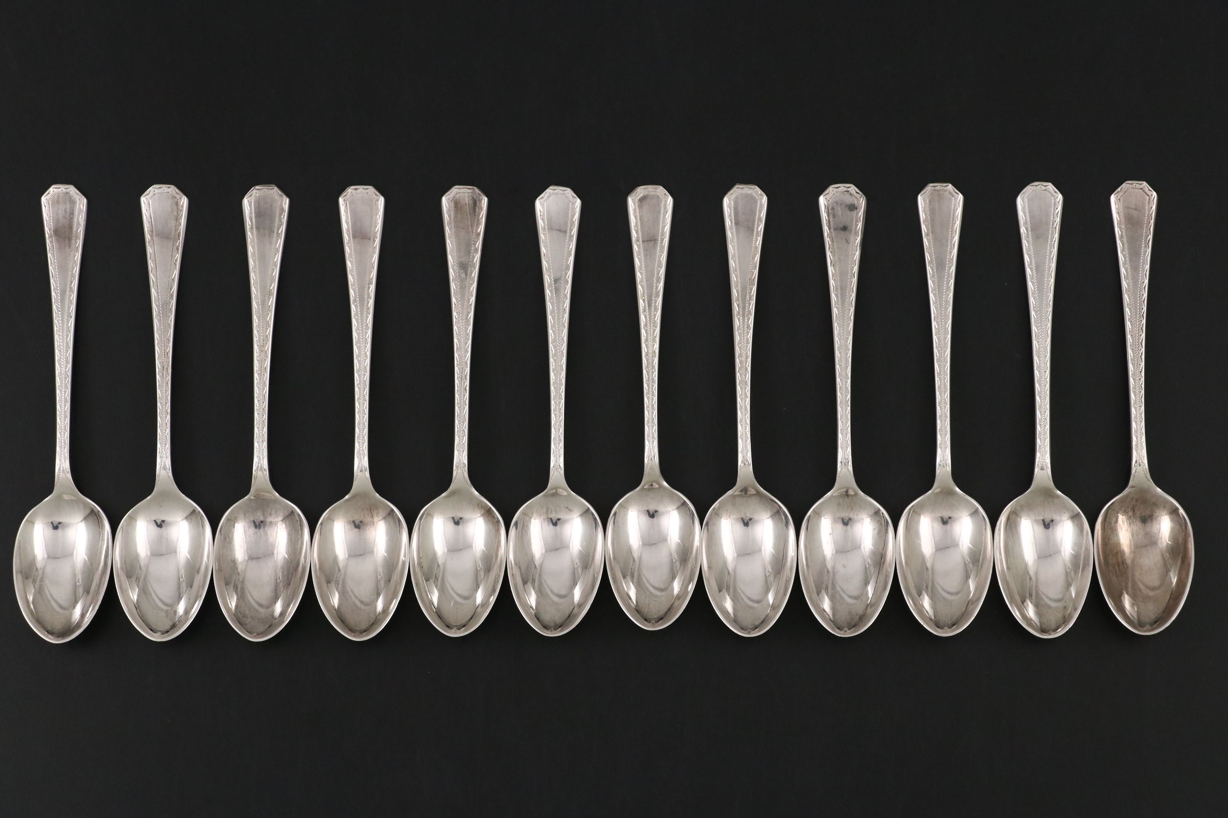 H.H. Silverware English Sterling Silver Demitasse Spoons, 1960