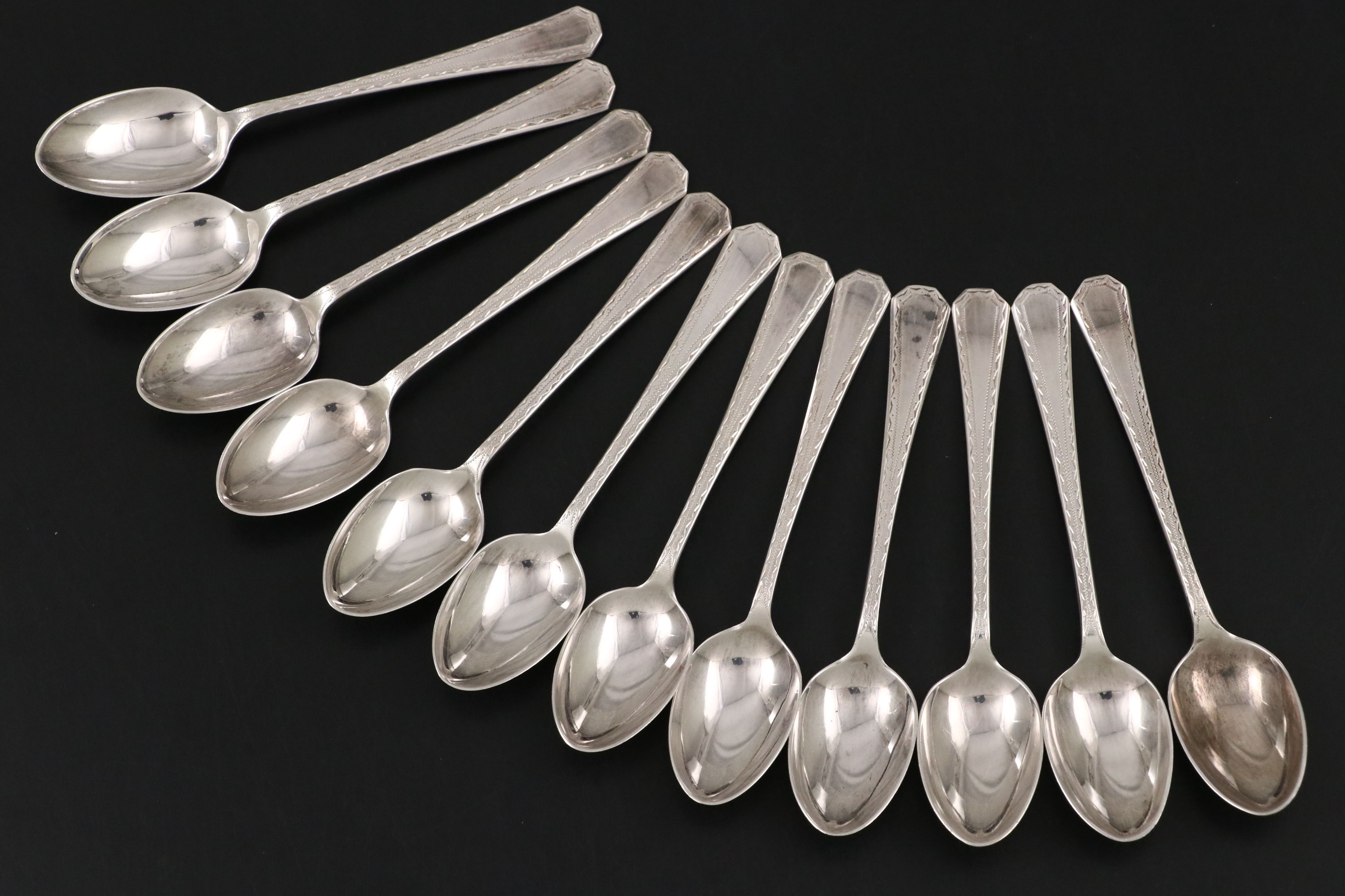 H.H. Silverware English Sterling Silver Demitasse Spoons, 1960