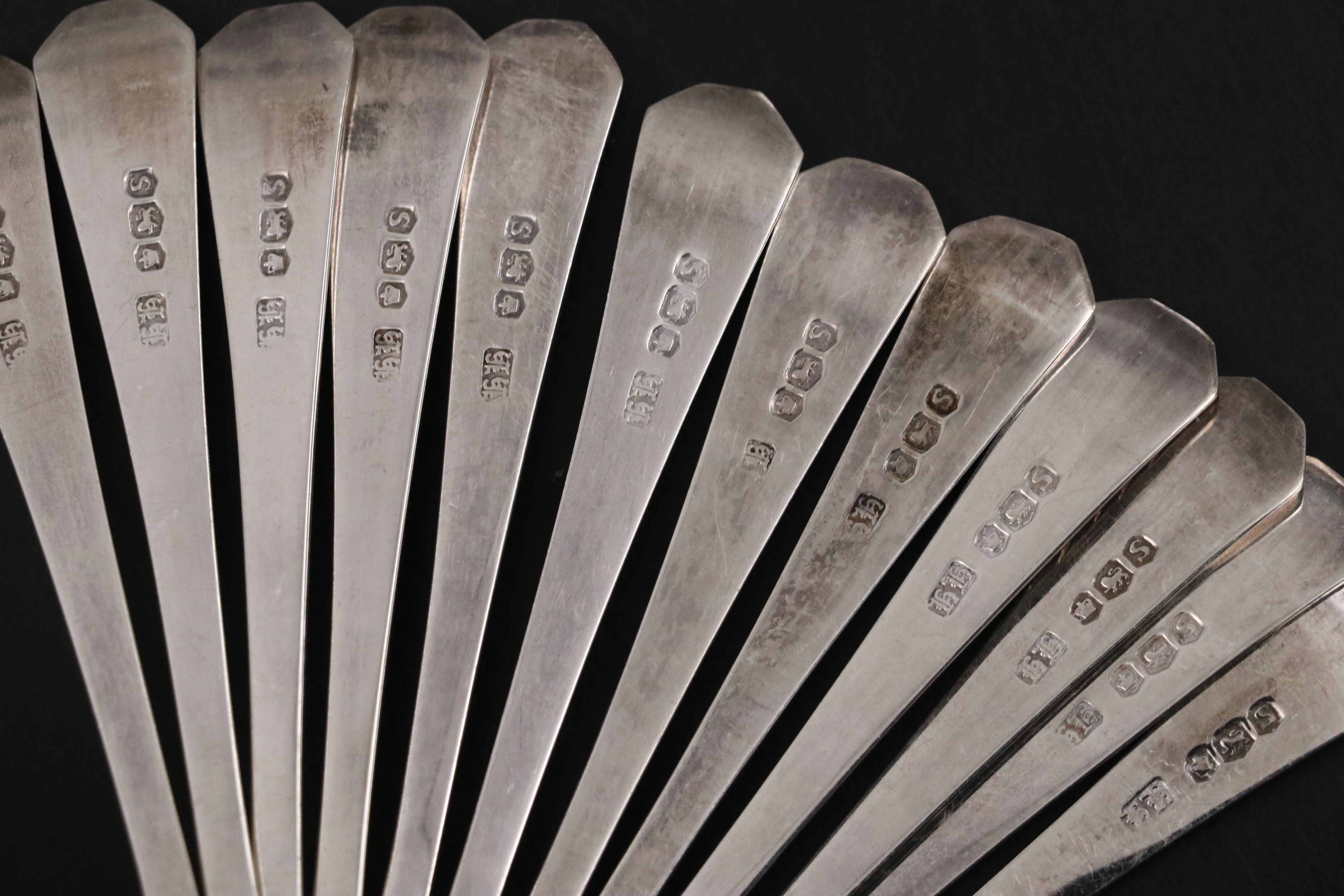 H.H. Silverware English Sterling Silver Demitasse Spoons, 1960