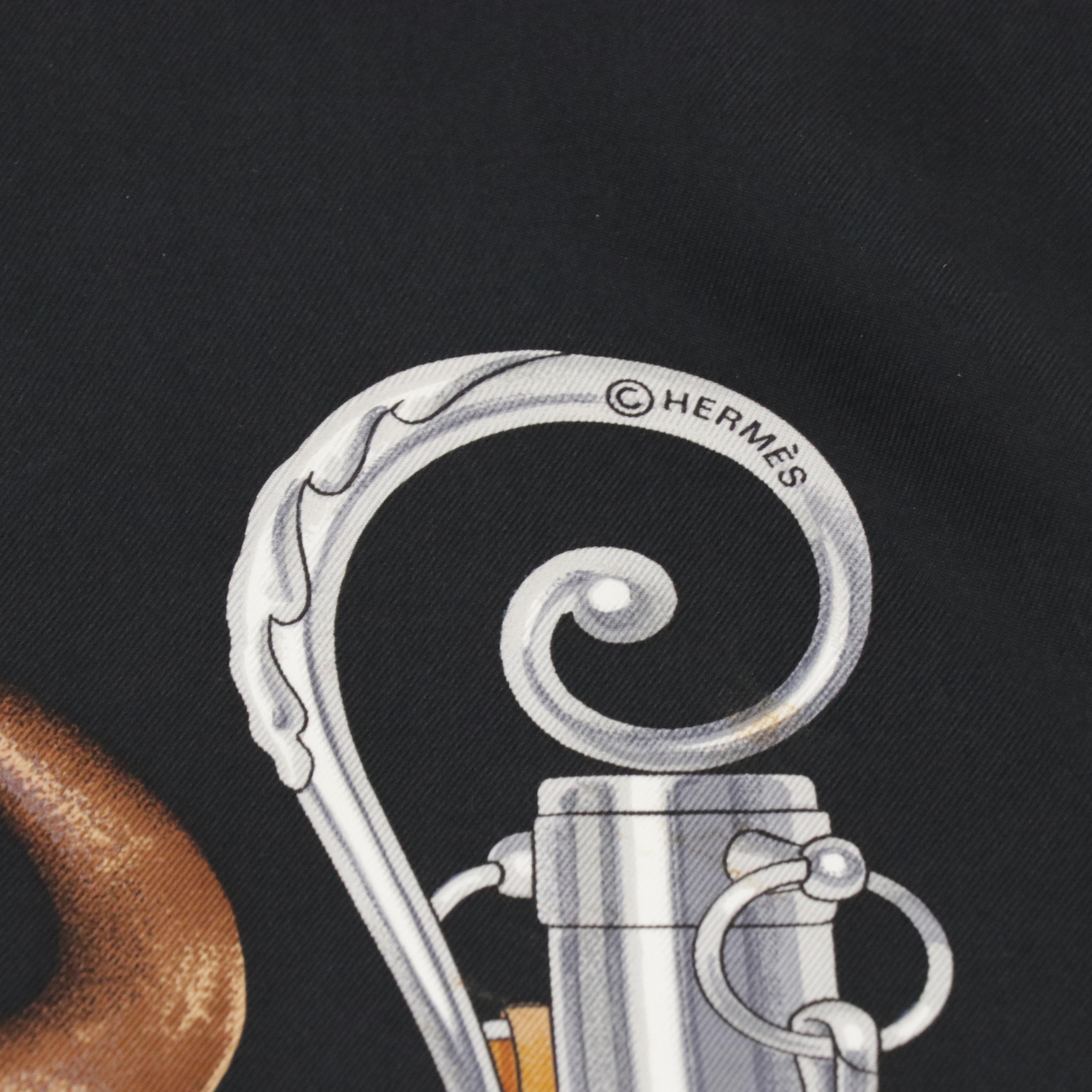 Hermès "Attelage en Arbalète" Scarf 90 in Silk Twill with Box