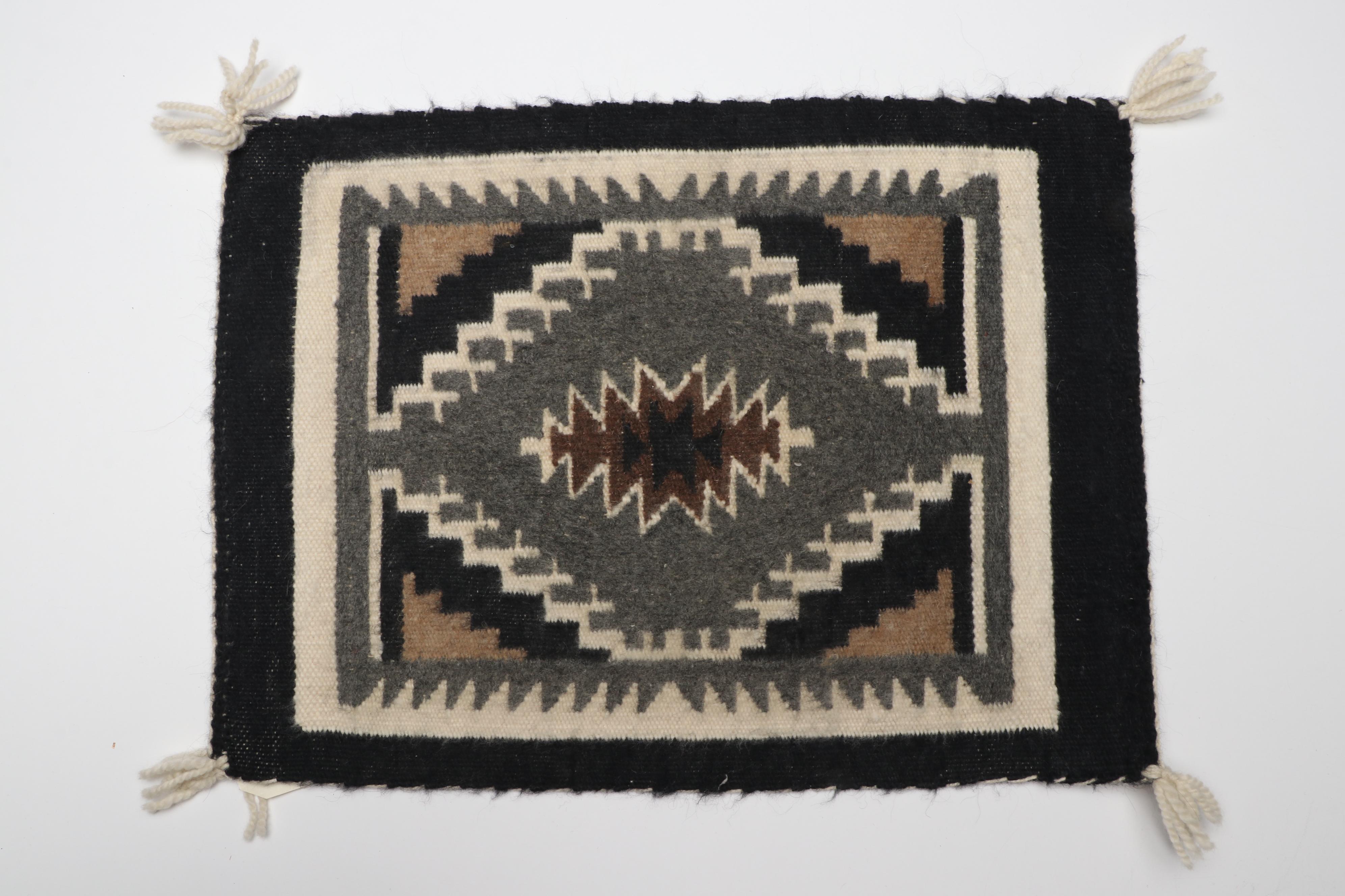 Two Grey Hills and Other Handwoven Navajo Blanket Style Mat