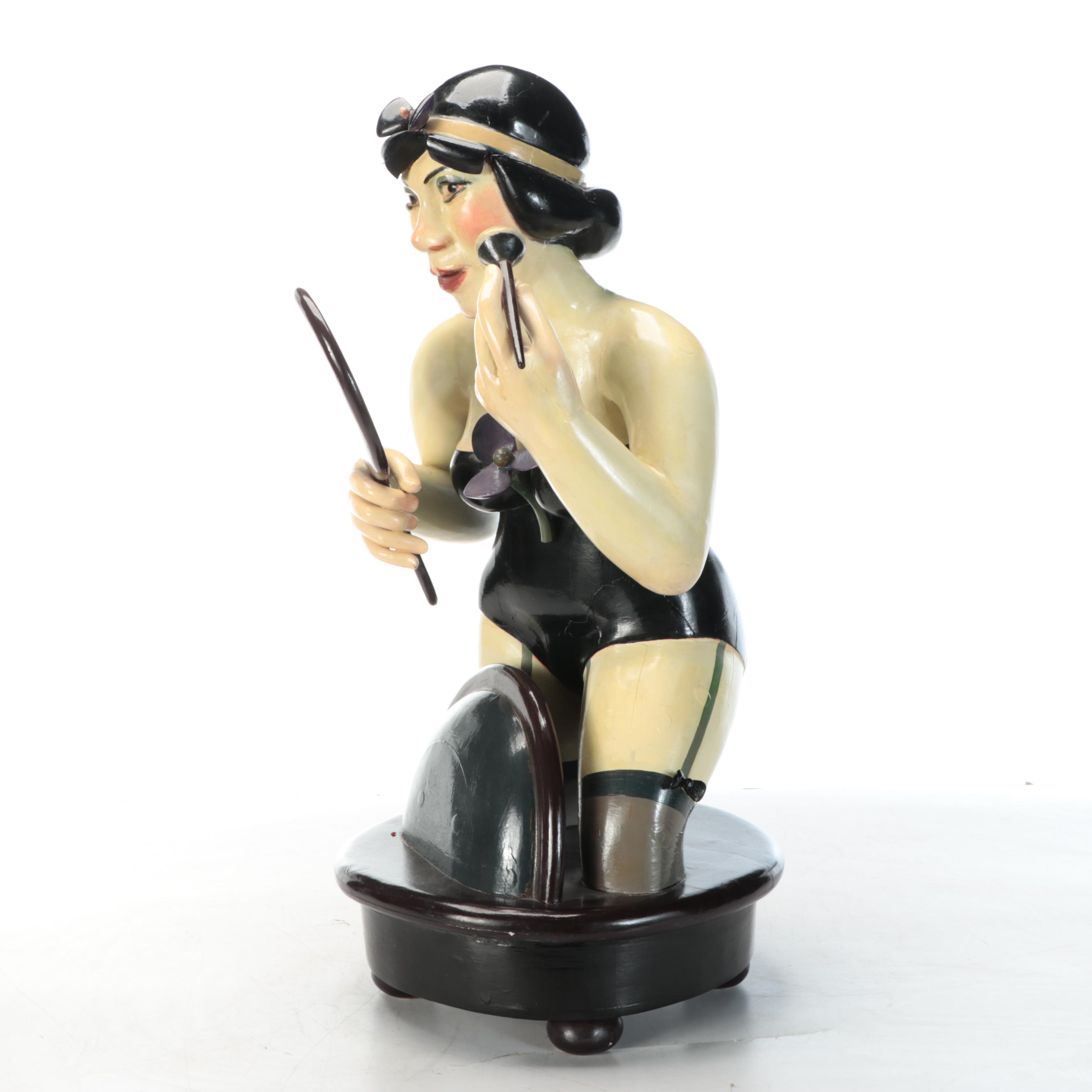 Gregory Gorby Hand-Painted Burlesque Lady Sculpture, 1999