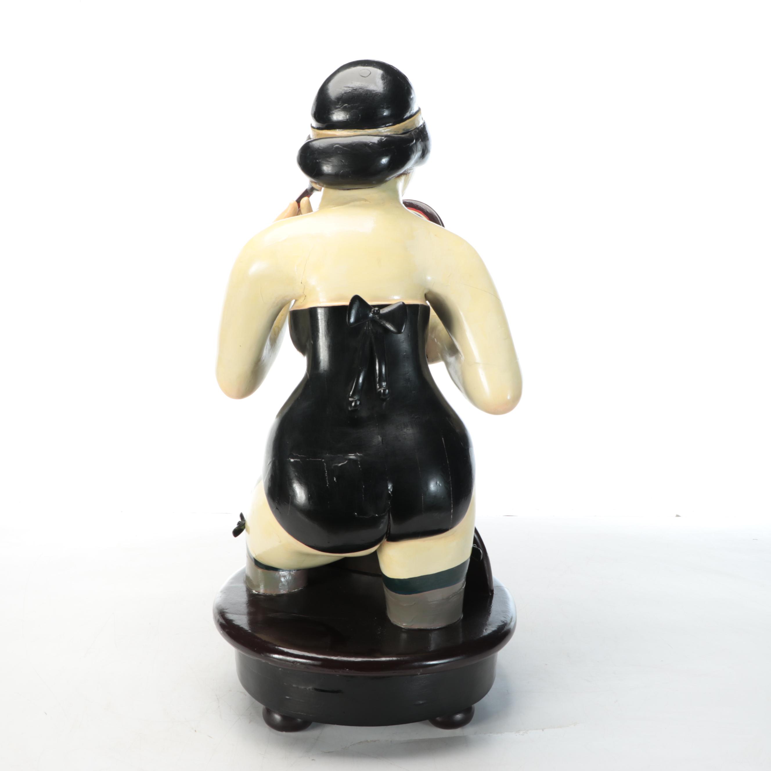 Gregory Gorby Hand-Painted Burlesque Lady Sculpture, 1999