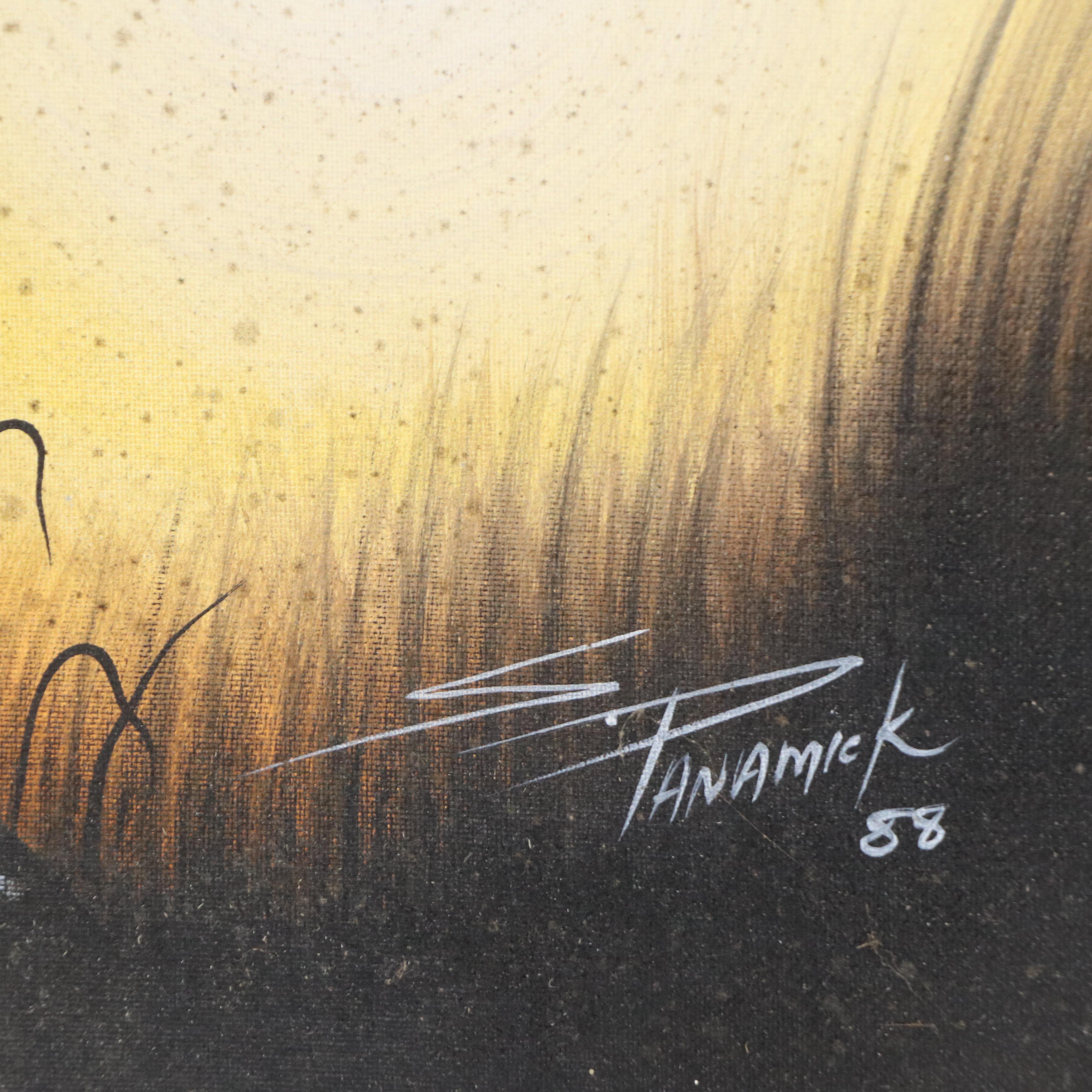 Stanley Panamick Acrylic Painting "Waiting," 1988