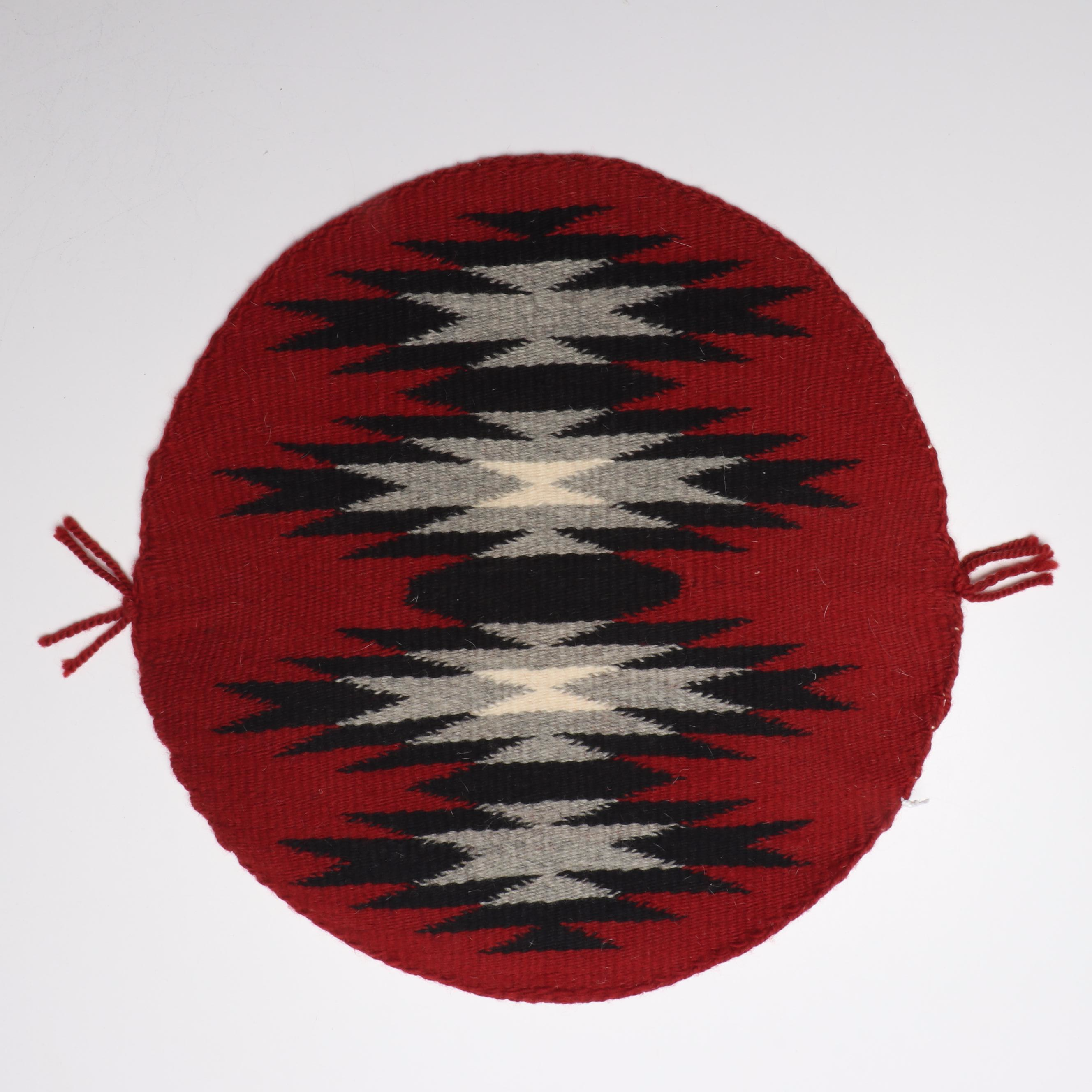 Handwoven Navajo Eye Dazzler Mat with Round Textile