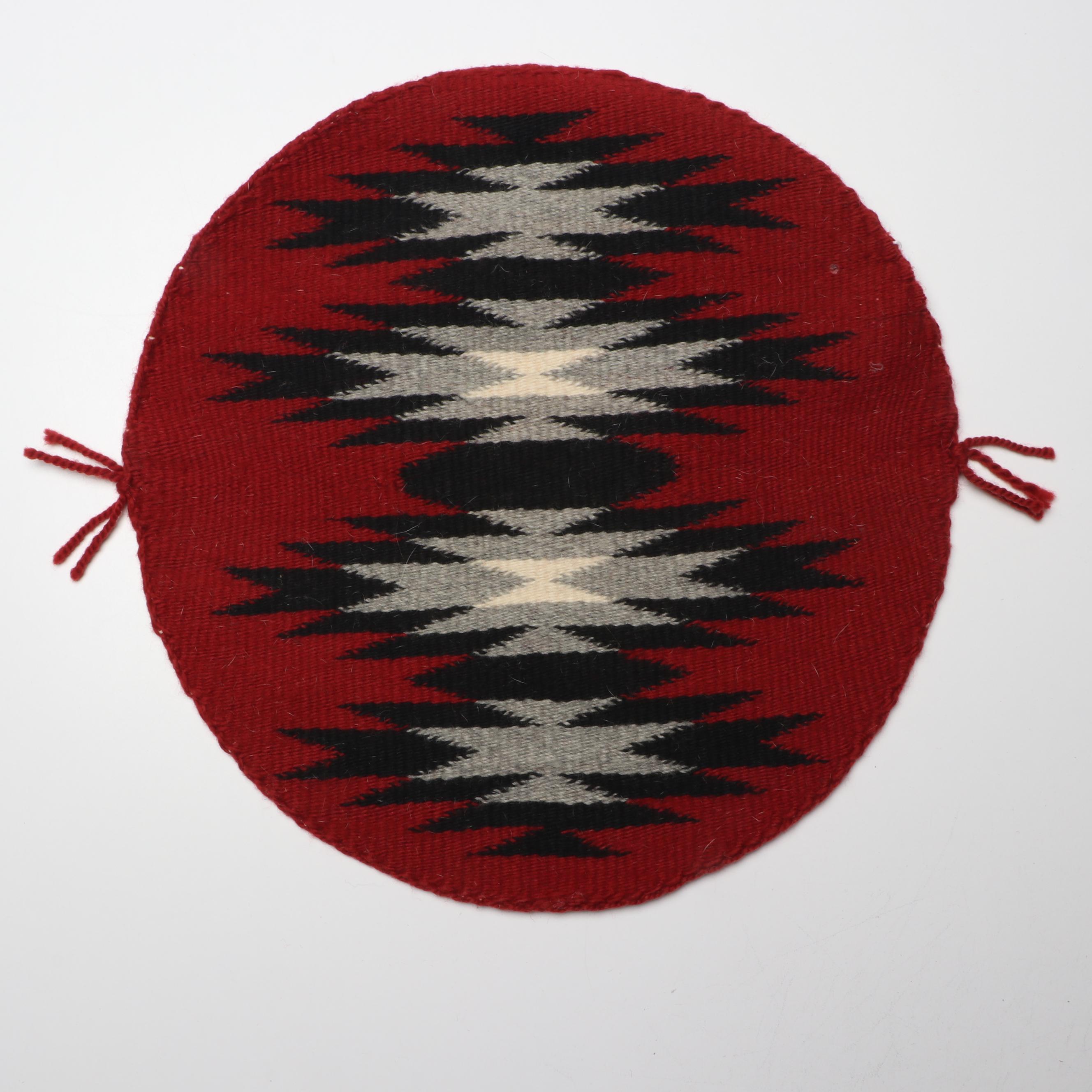 Handwoven Navajo Eye Dazzler Mat with Round Textile