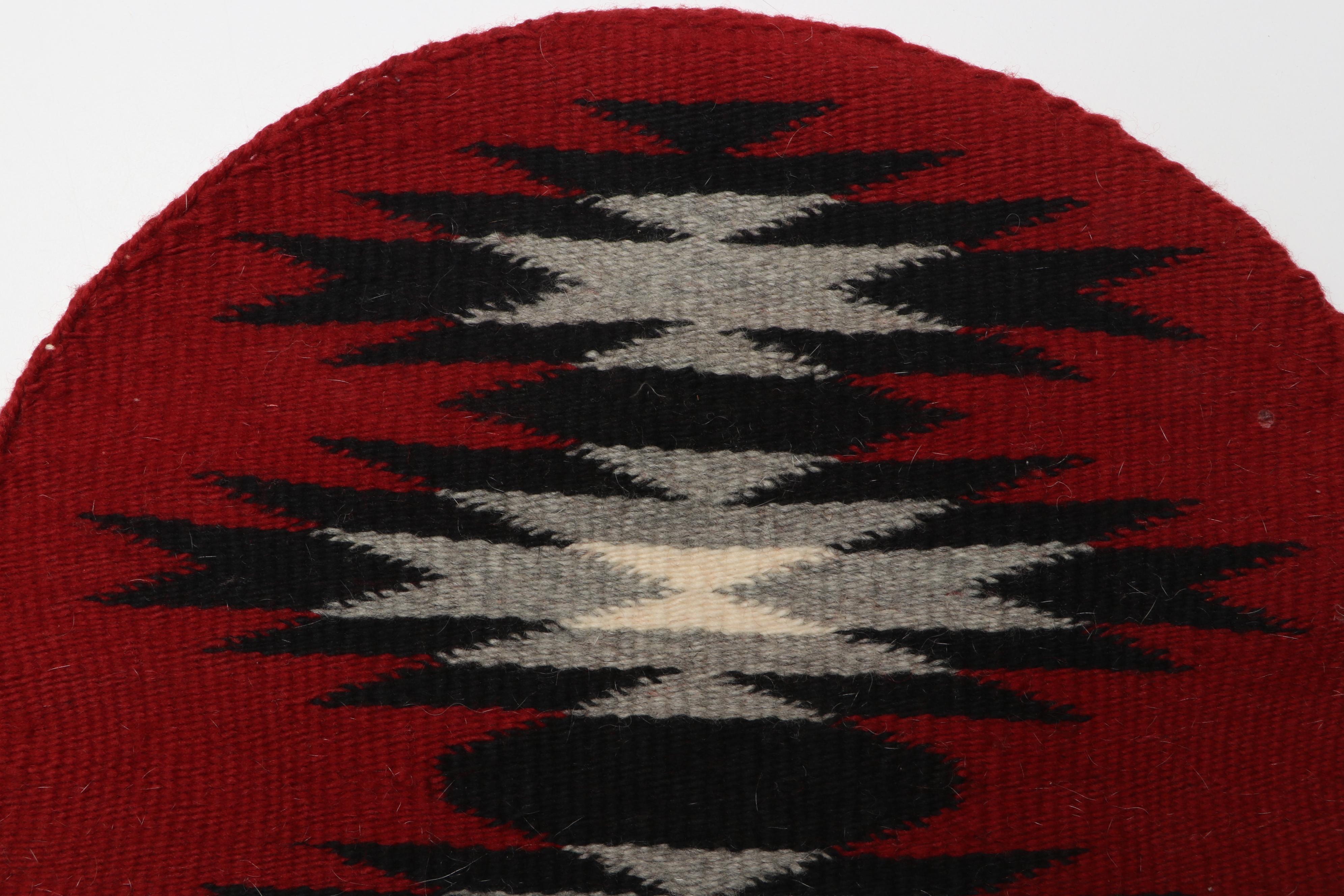 Handwoven Navajo Eye Dazzler Mat with Round Textile