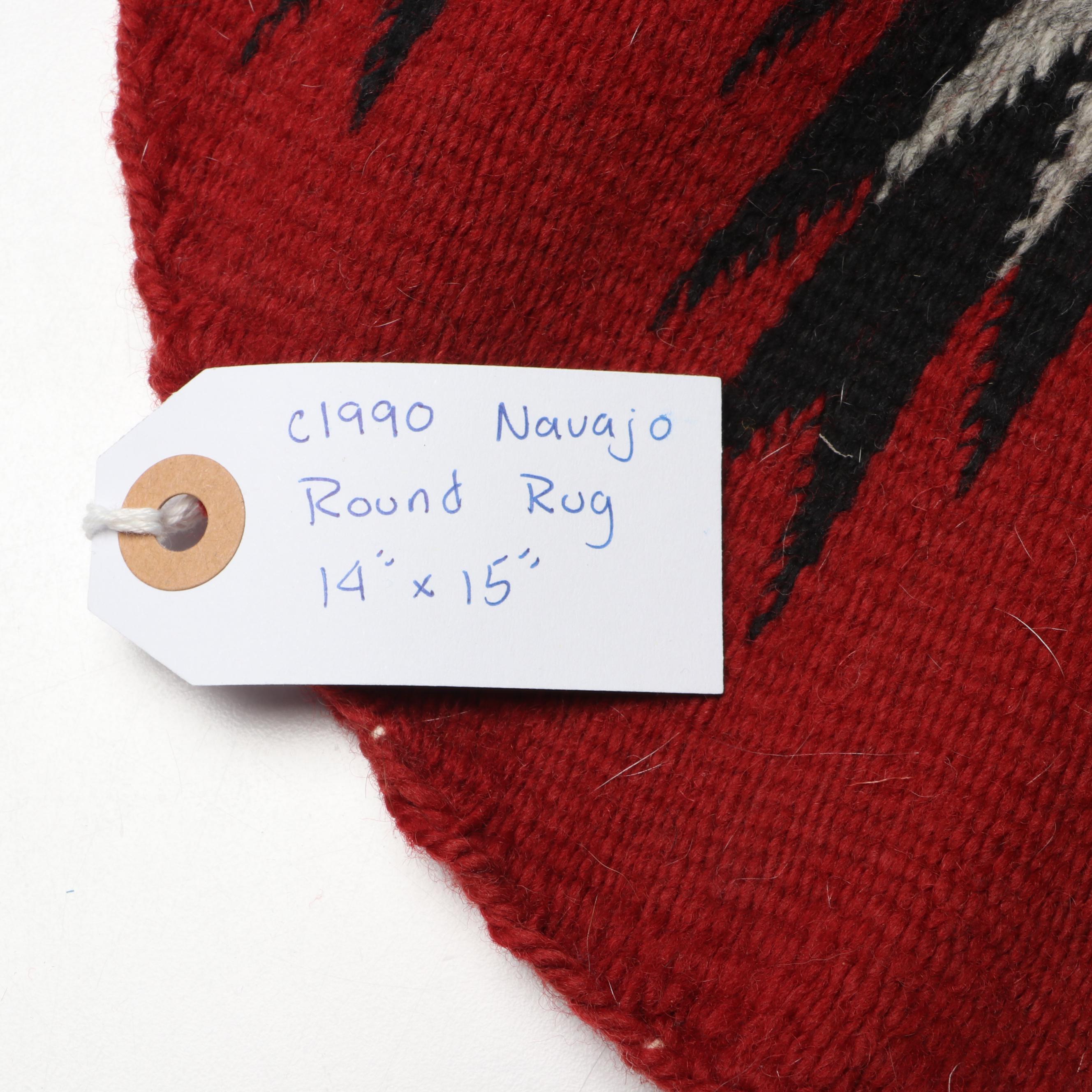 Handwoven Navajo Eye Dazzler Mat with Round Textile