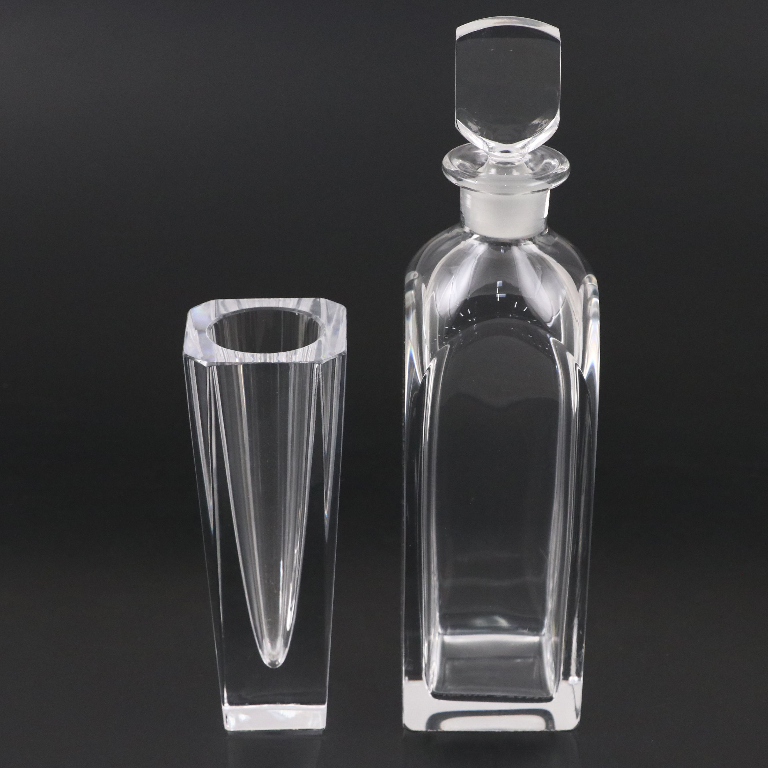 Orrefors Sweden Crystal Decanter and Vase
