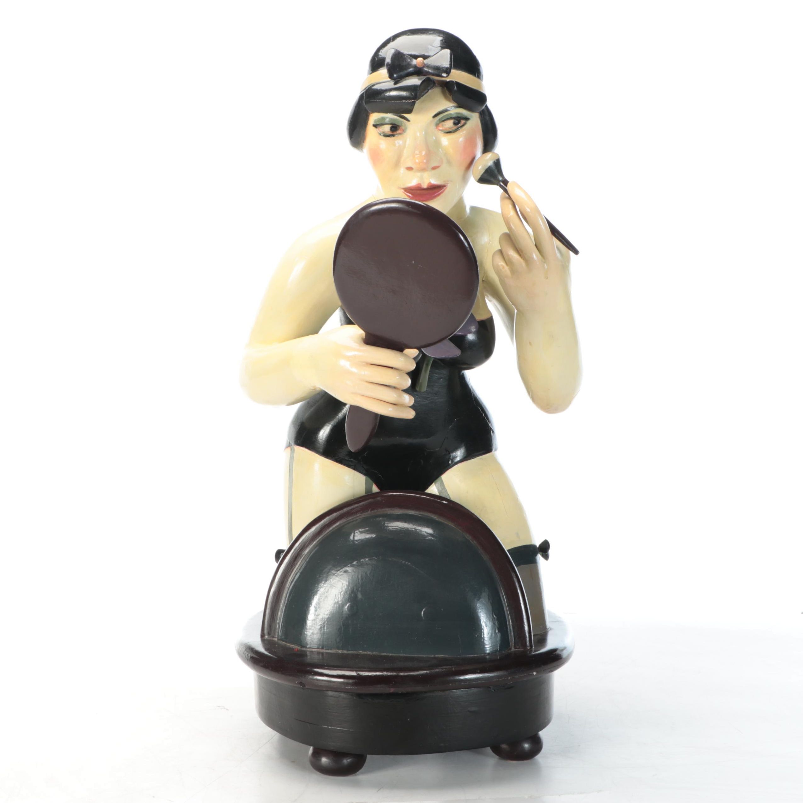 Gregory Gorby Hand-Painted Burlesque Lady Sculpture, 1999