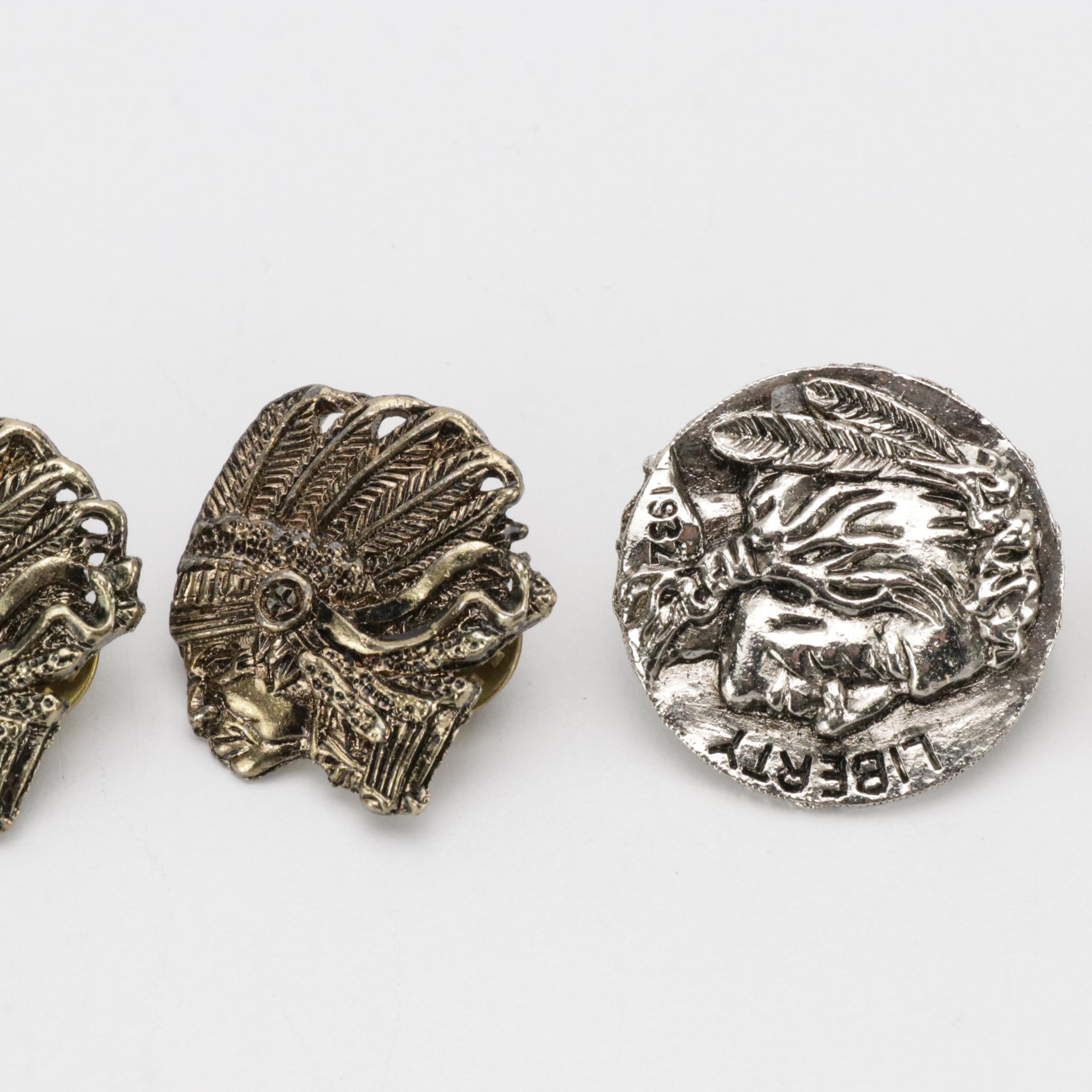 Liberty 1932, and Other Native American Theme Metal Pins