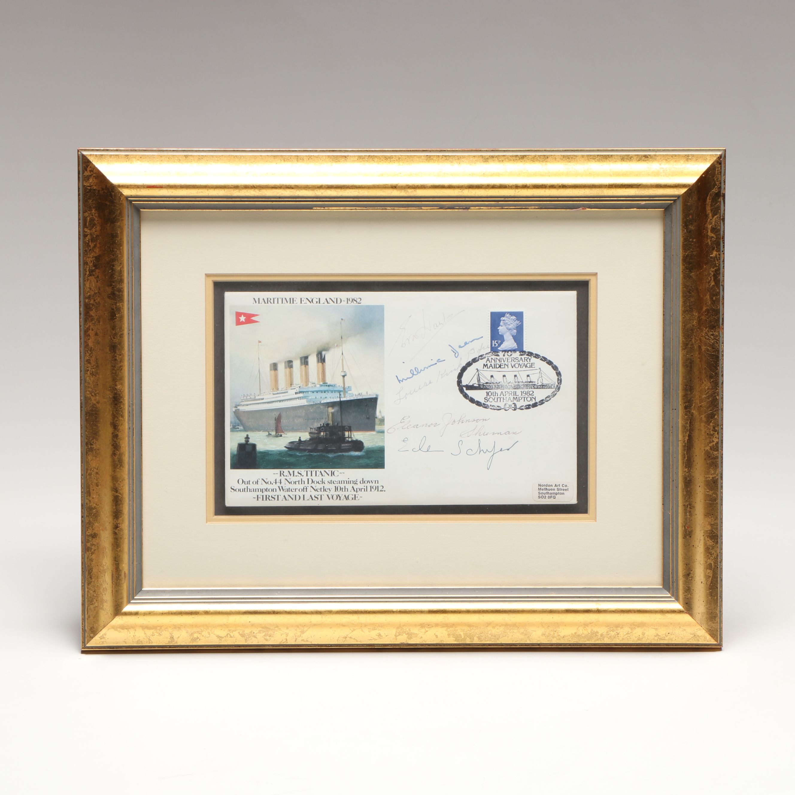 R.M.S. Titanic Survivor Signed Commemorative Postal Cover, 1982