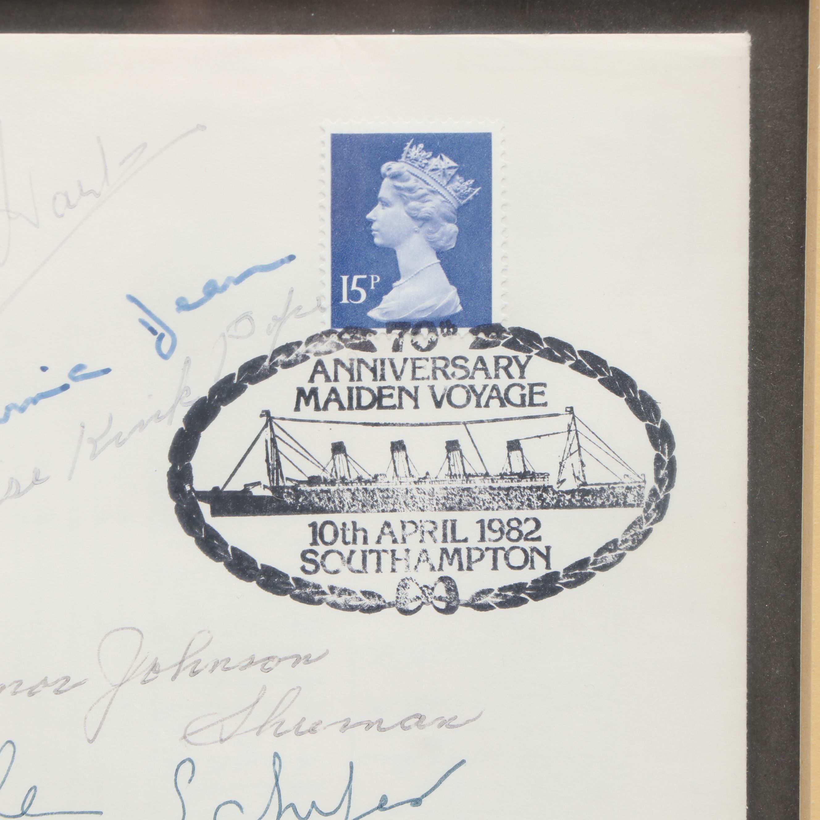 R.M.S. Titanic Survivor Signed Commemorative Postal Cover, 1982