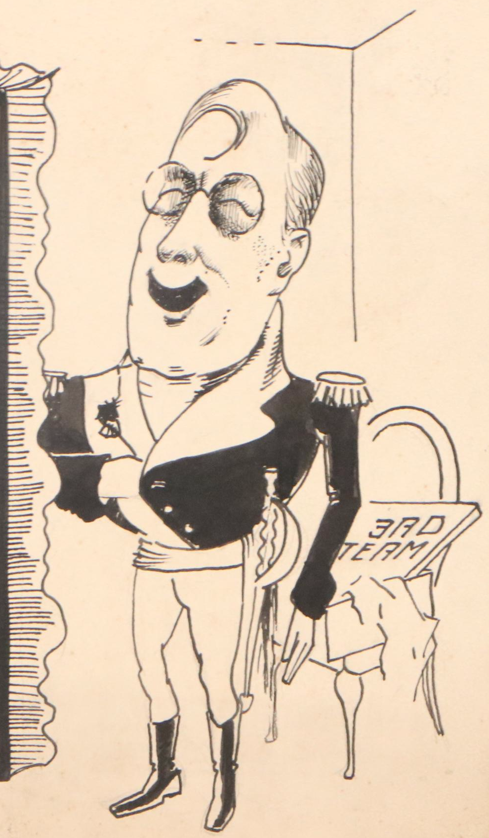 Harvey Shepard Ink and Graphite Political Cartoon Illustrations, Circa 1940s