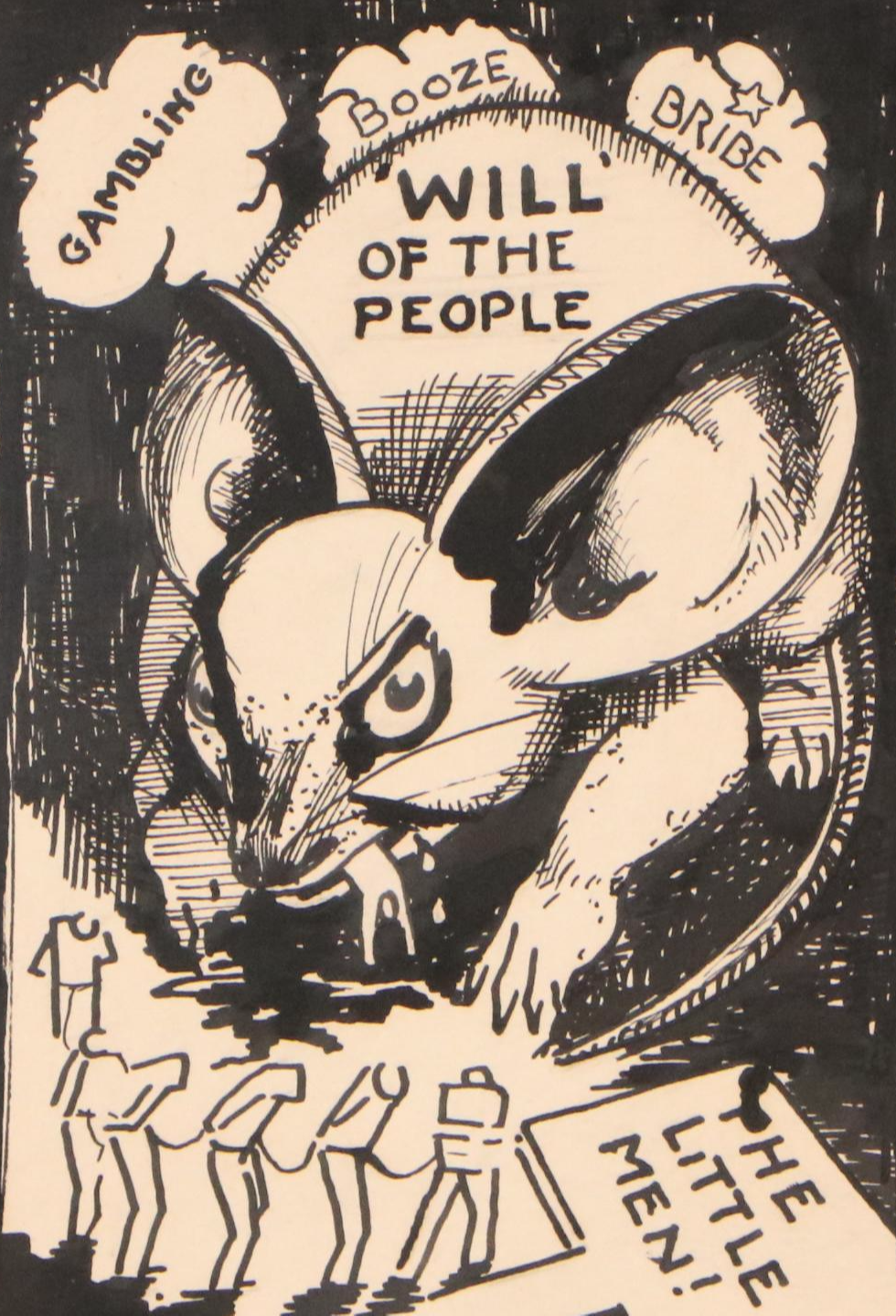 Harvey Shepard Ink and Graphite Political Cartoon Illustrations, Circa 1940s