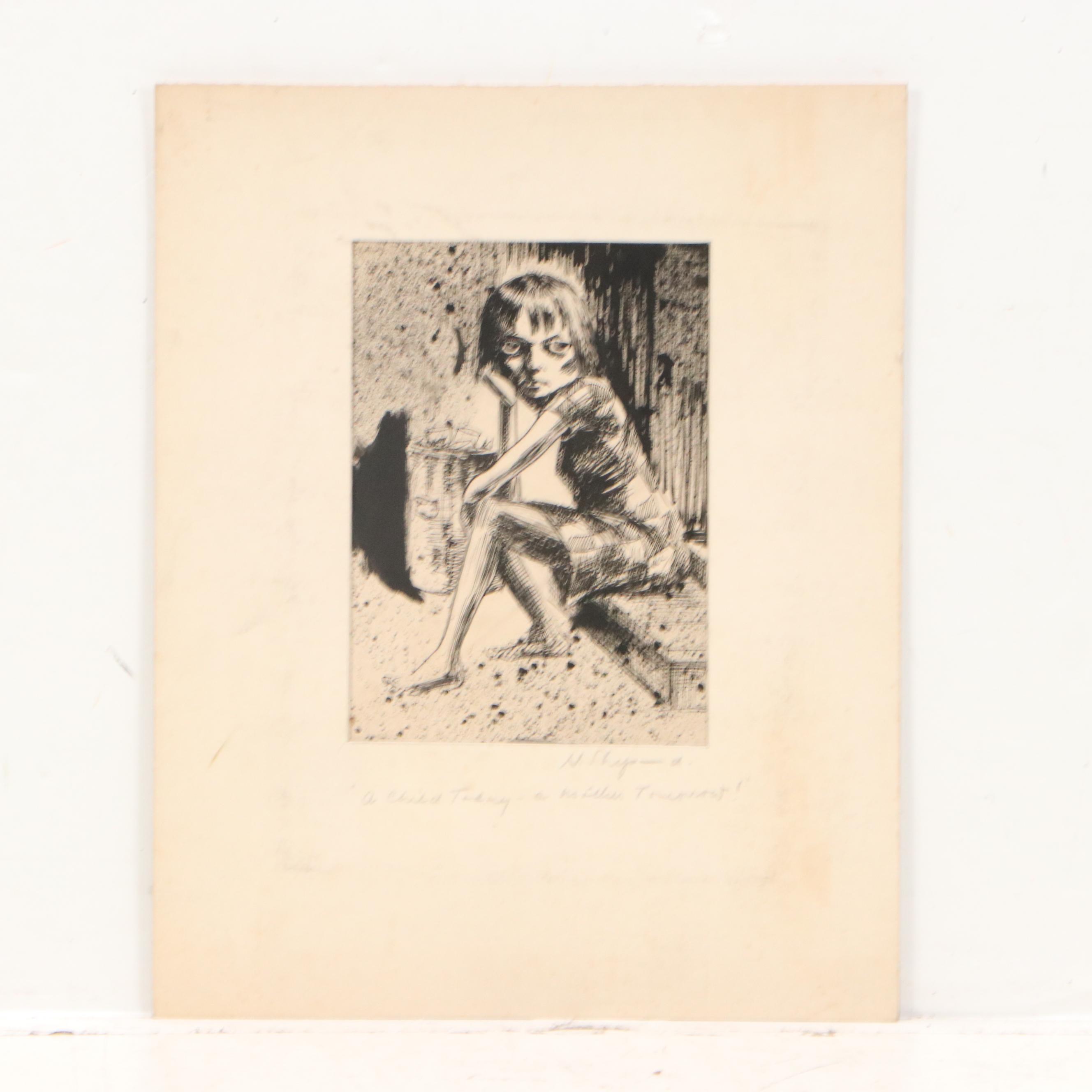 Harvey Shepard Ink and Graphite Political Cartoon Illustrations, Circa 1940s