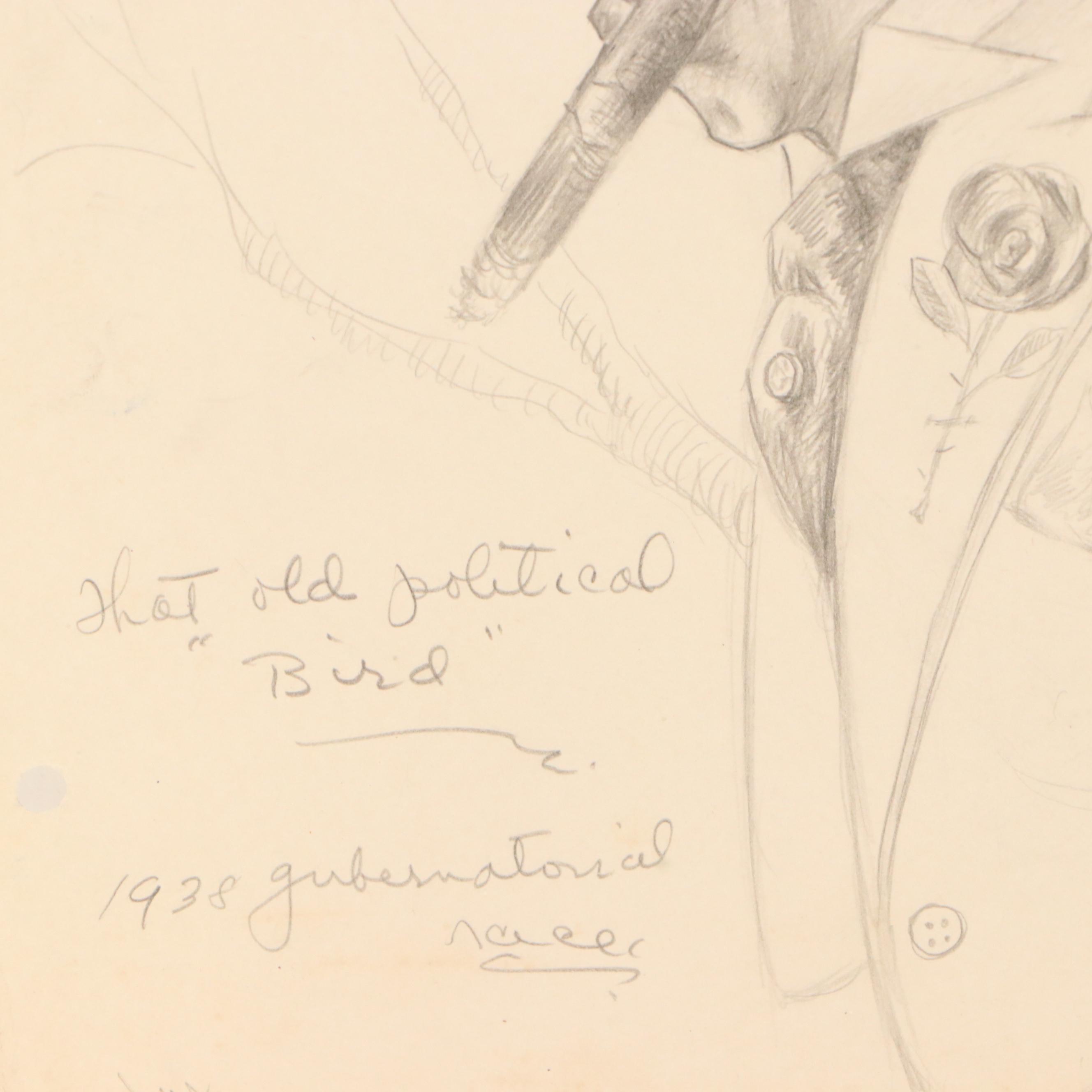 Harvey Shepard Ink and Graphite Political Cartoon Illustrations, Circa 1940s