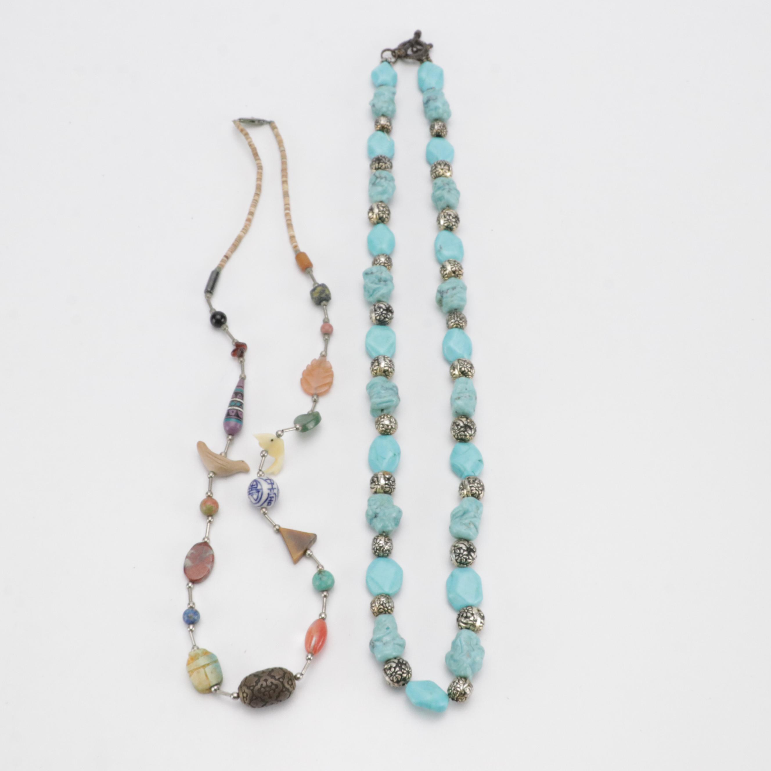 Turquoise Stone and Other Beaded Necklaces
