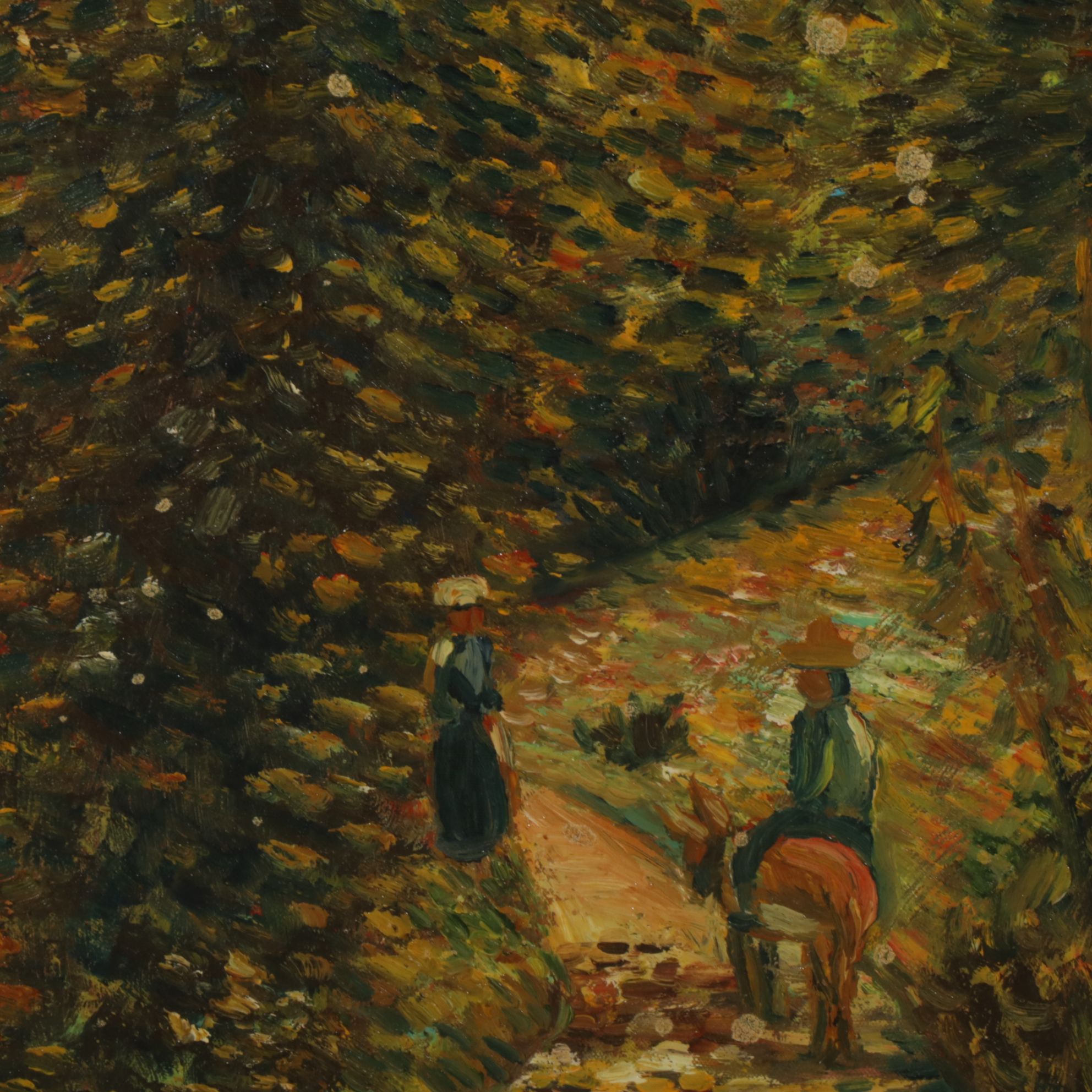 B. Gages Impressionist Oil Painting Scene of Travelers in a Forest