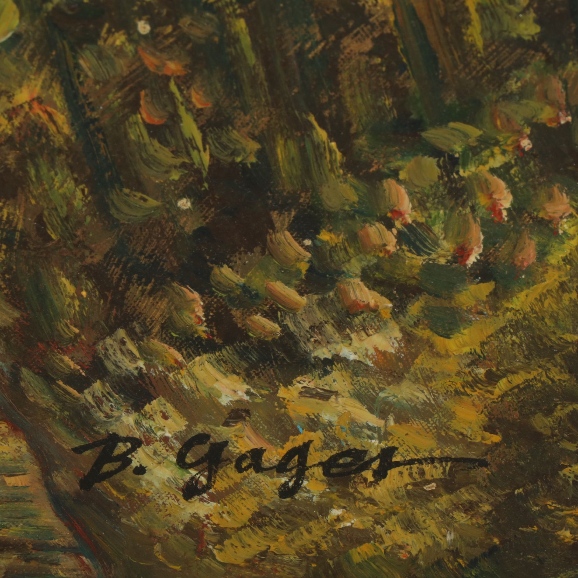 B. Gages Impressionist Oil Painting Scene of Travelers in a Forest