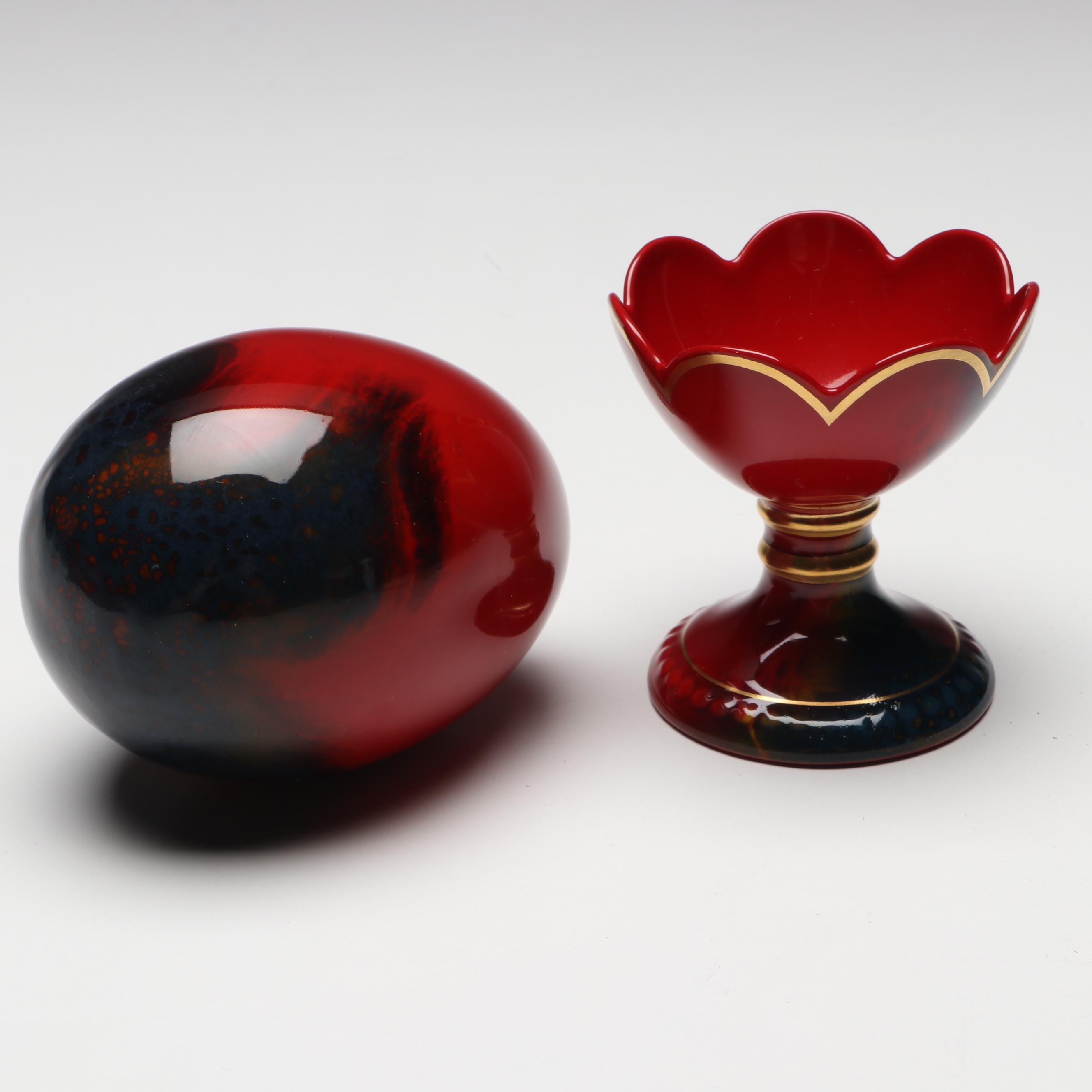 Royal Doulton Porcelain Flambé Egg with Stand