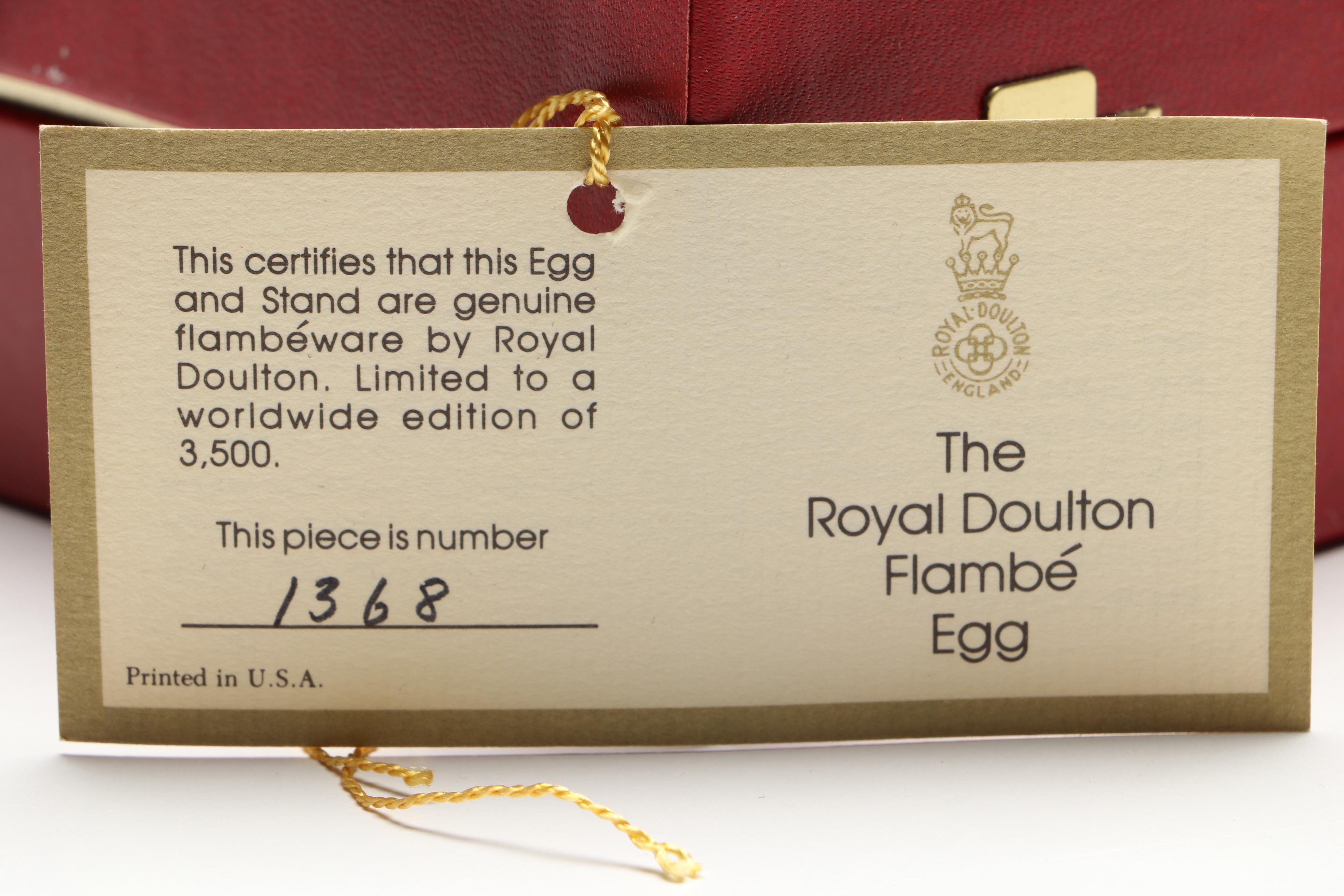 Royal Doulton Porcelain Flambé Egg with Stand