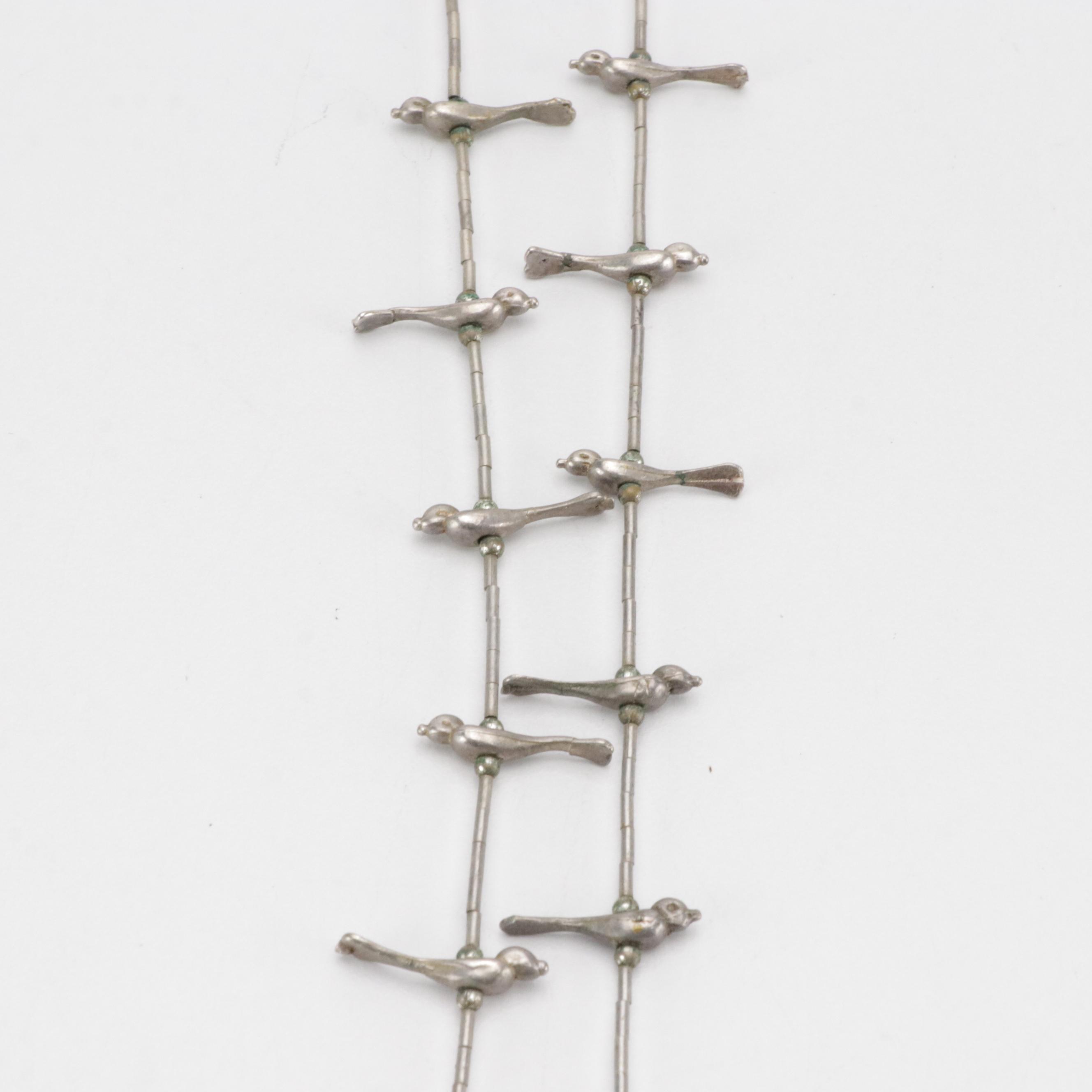 Mother of Pearl Spread Eagle, Silver Toned Dove, Butterfly and Other Necklaces