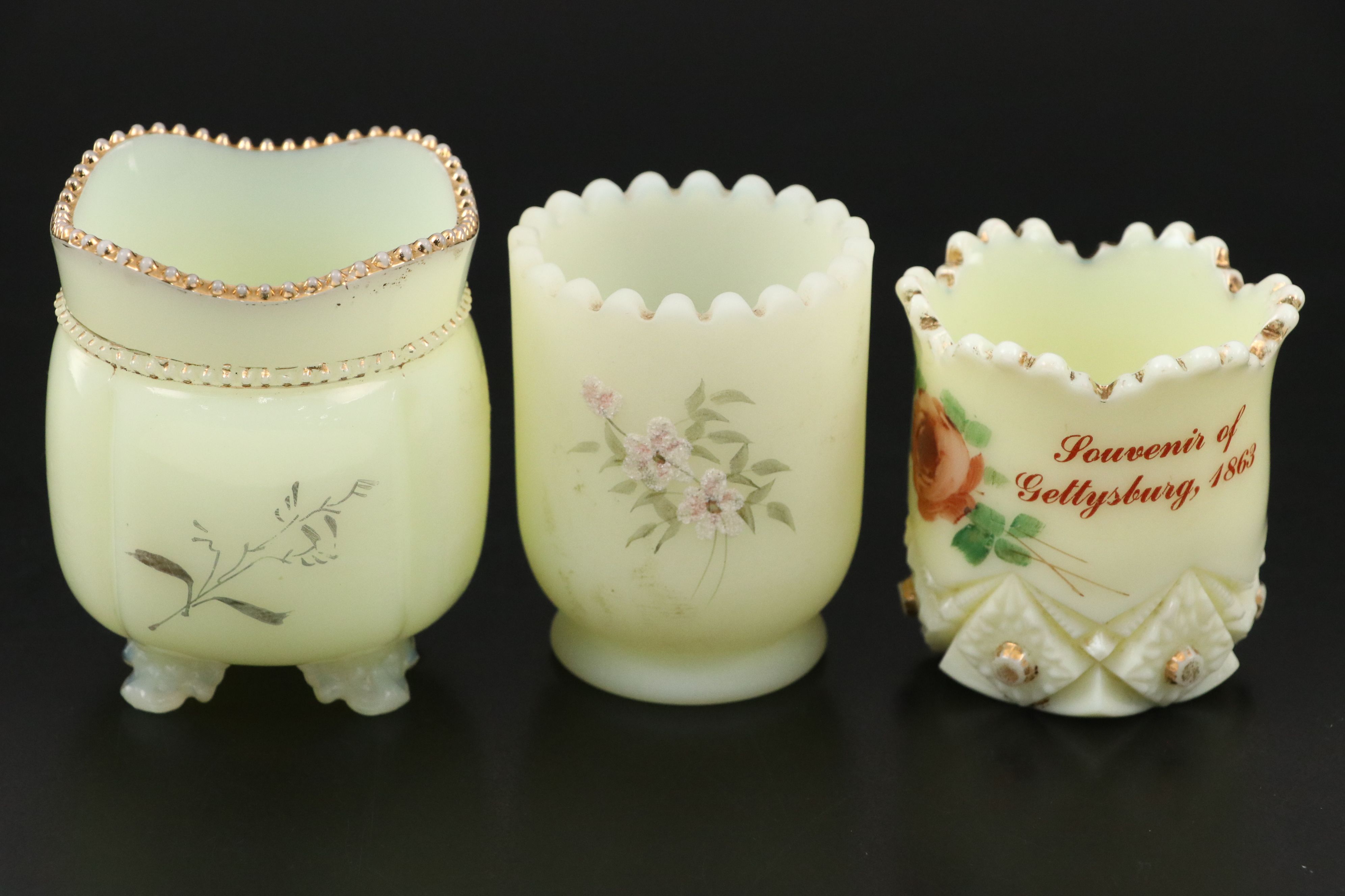 Tarentum "Georgia Gem" with Other Custard Glass Toothpick Holders and Dishes