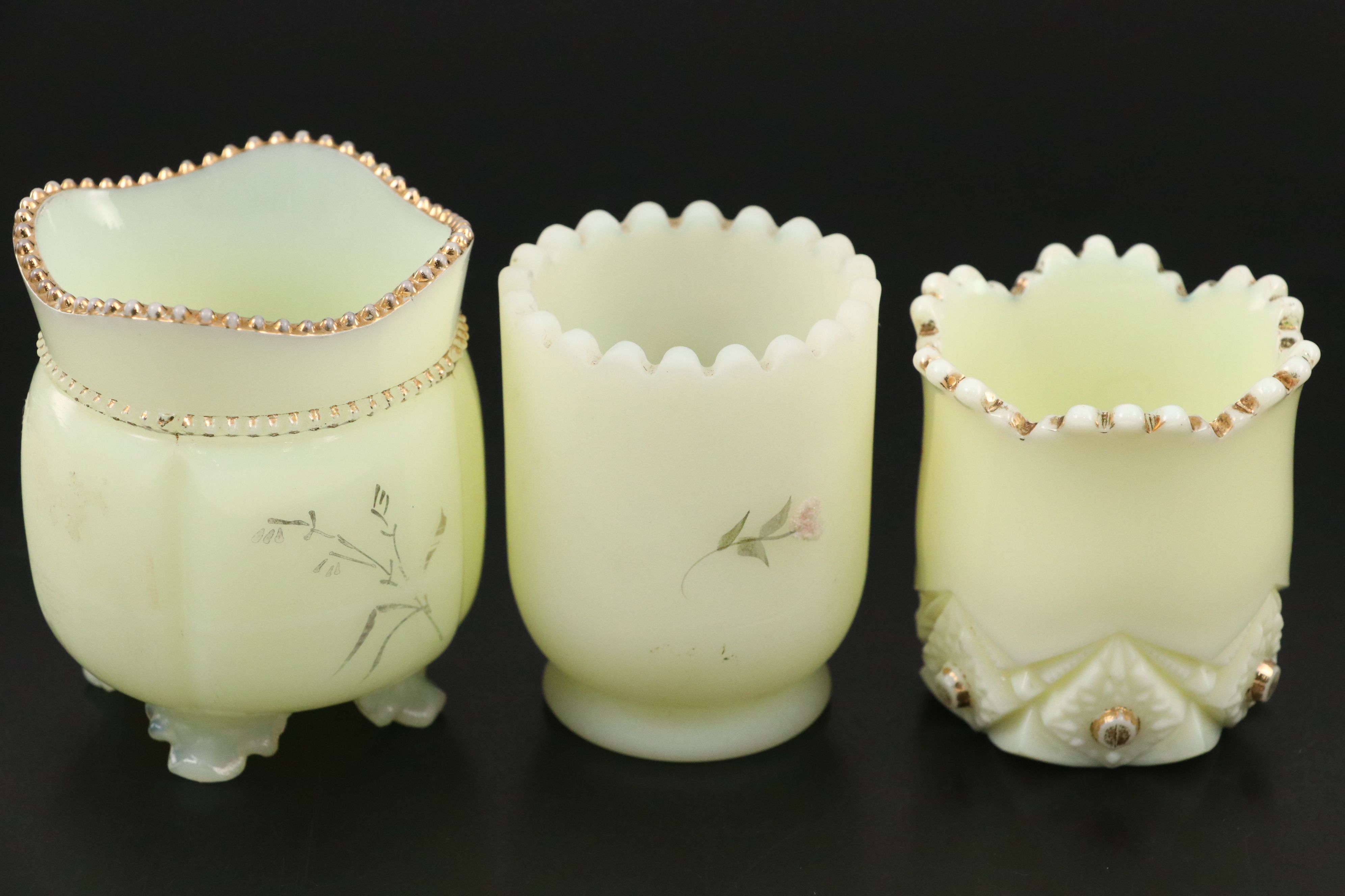 Tarentum "Georgia Gem" with Other Custard Glass Toothpick Holders and Dishes