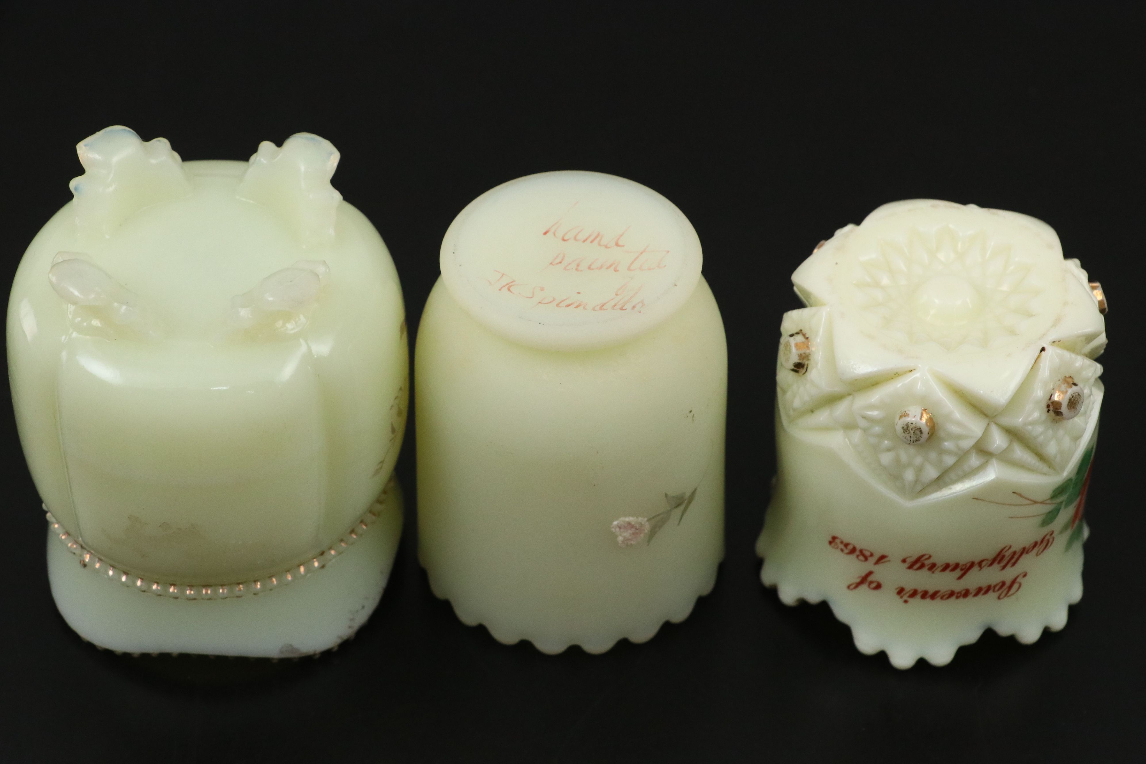 Tarentum "Georgia Gem" with Other Custard Glass Toothpick Holders and Dishes