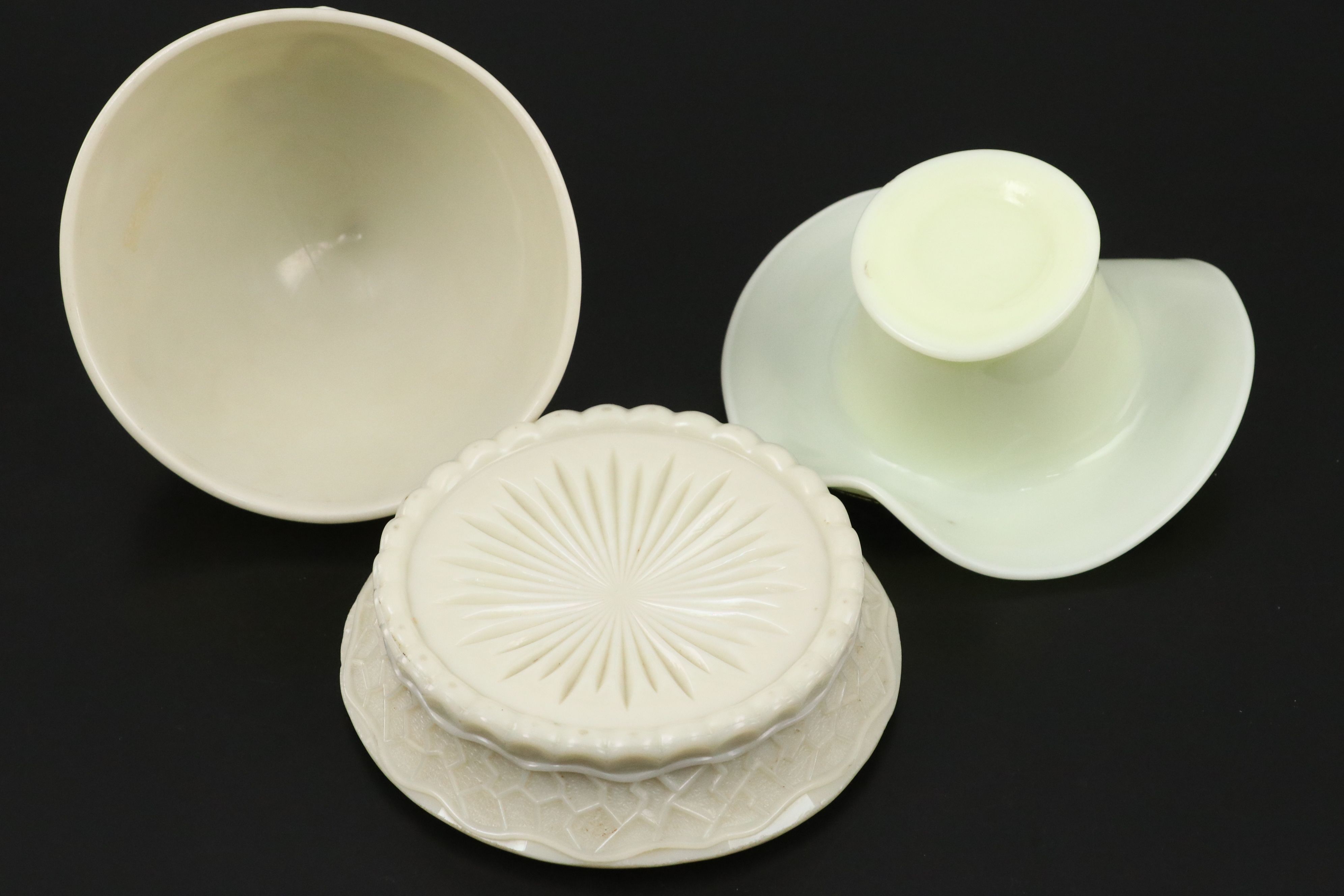 Tarentum "Georgia Gem" with Other Custard Glass Toothpick Holders and Dishes