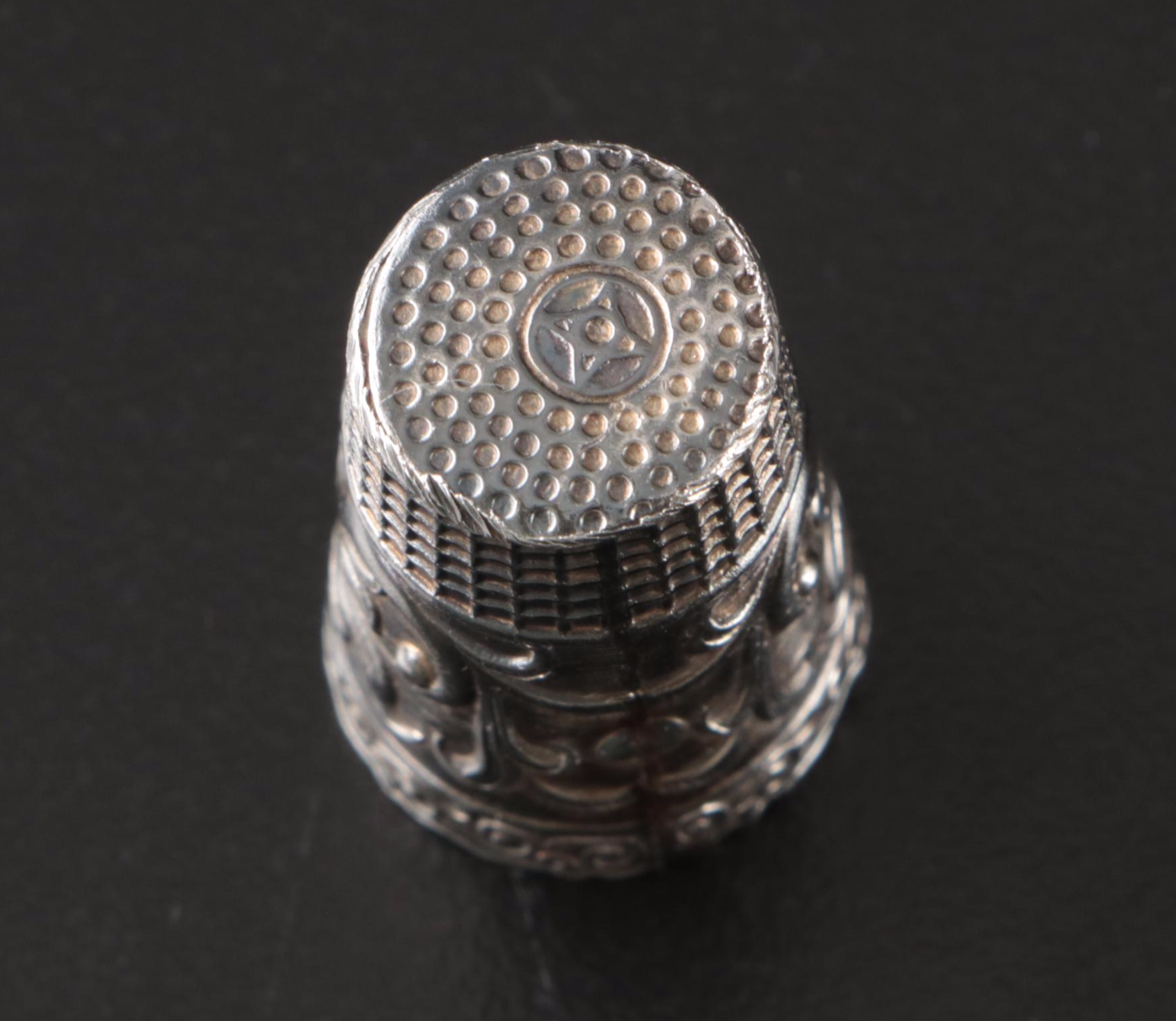 Silver Toned Thimbles with Enamel and Rhinestone Accents, 20th Century