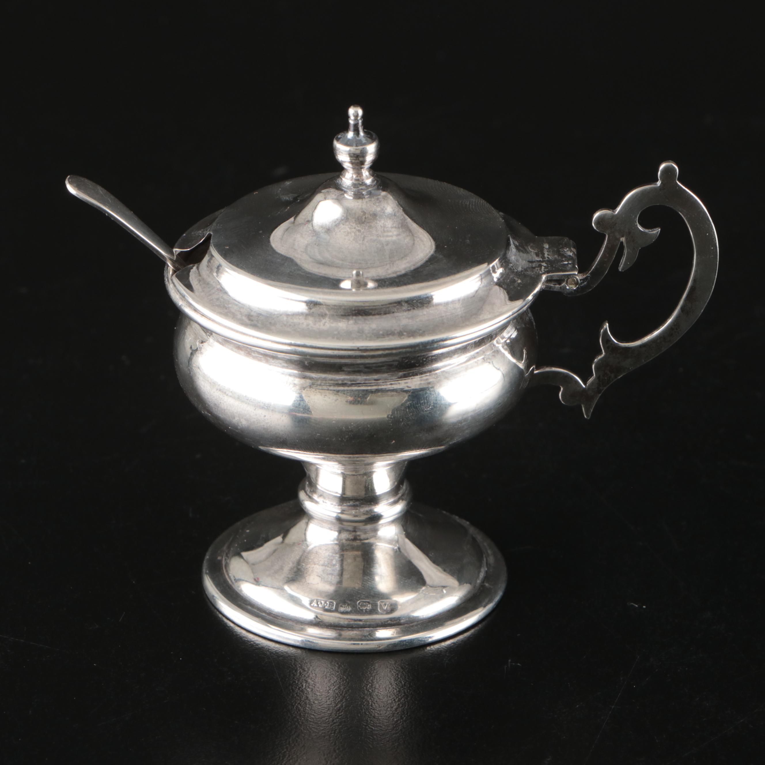 Georgian Style Mustard Pot with Docker & Burn Ltd Sterling Silver Spoon