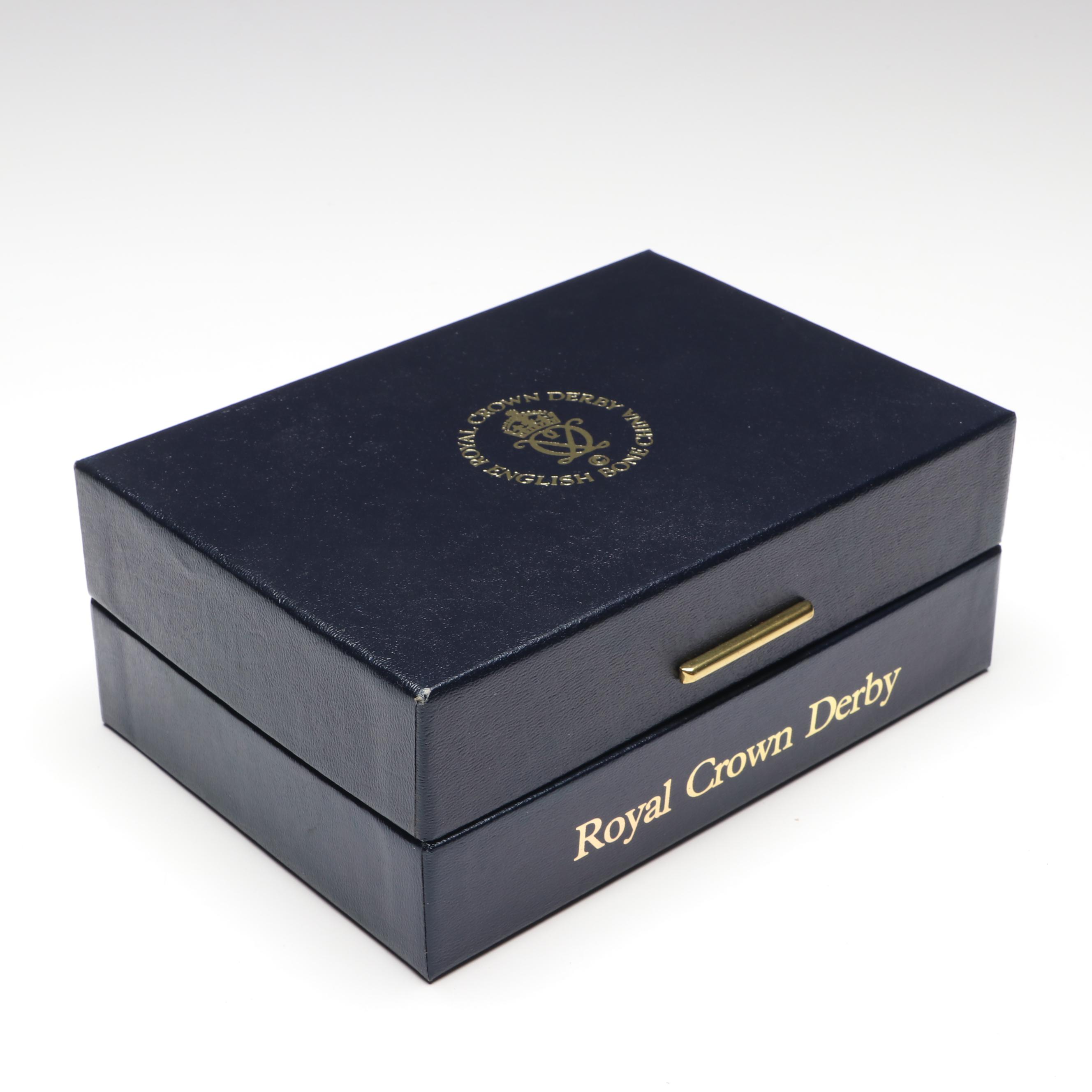 Royal Crown Derby English Bone China Gilt Cobalt Egg with Stand