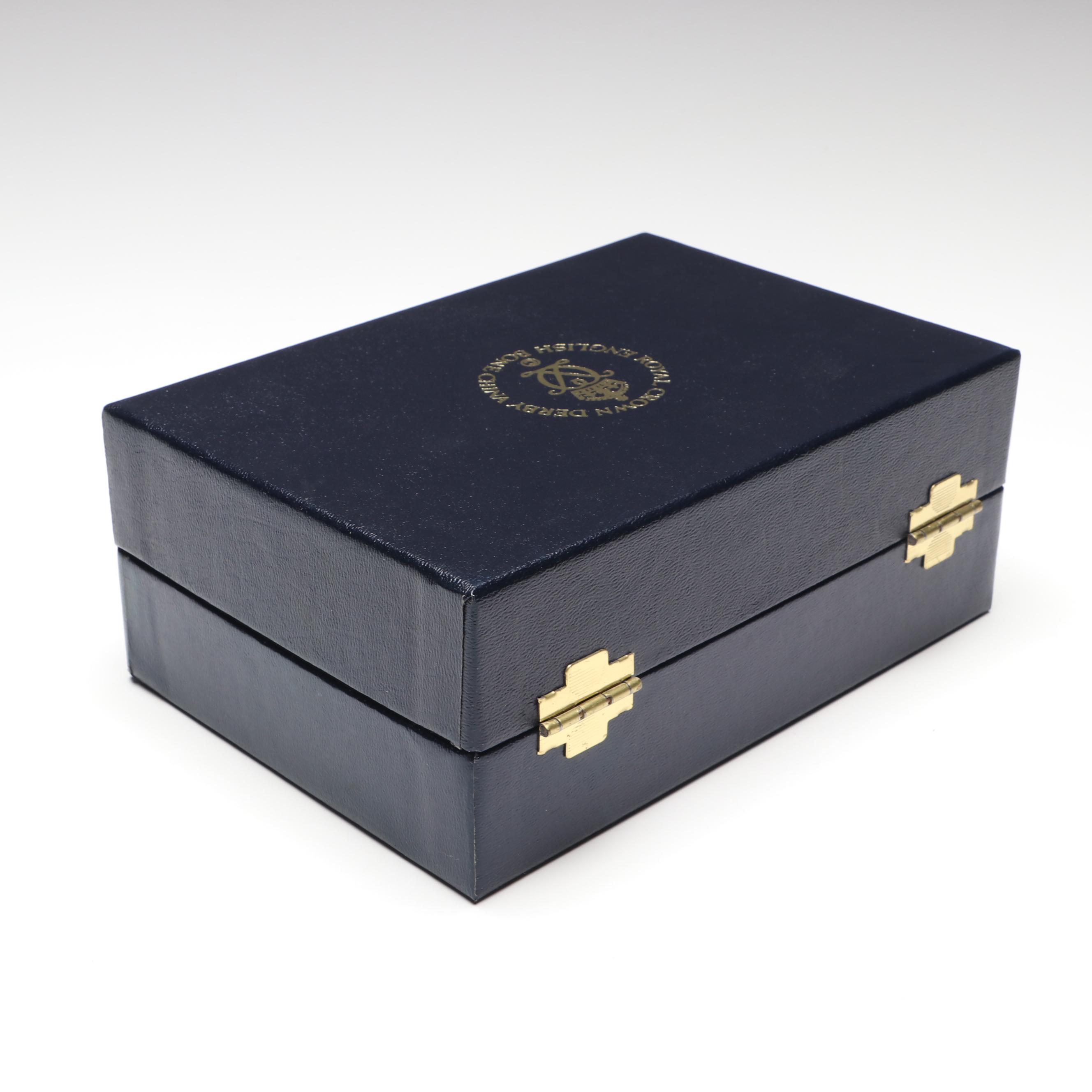 Royal Crown Derby English Bone China Gilt Cobalt Egg with Stand