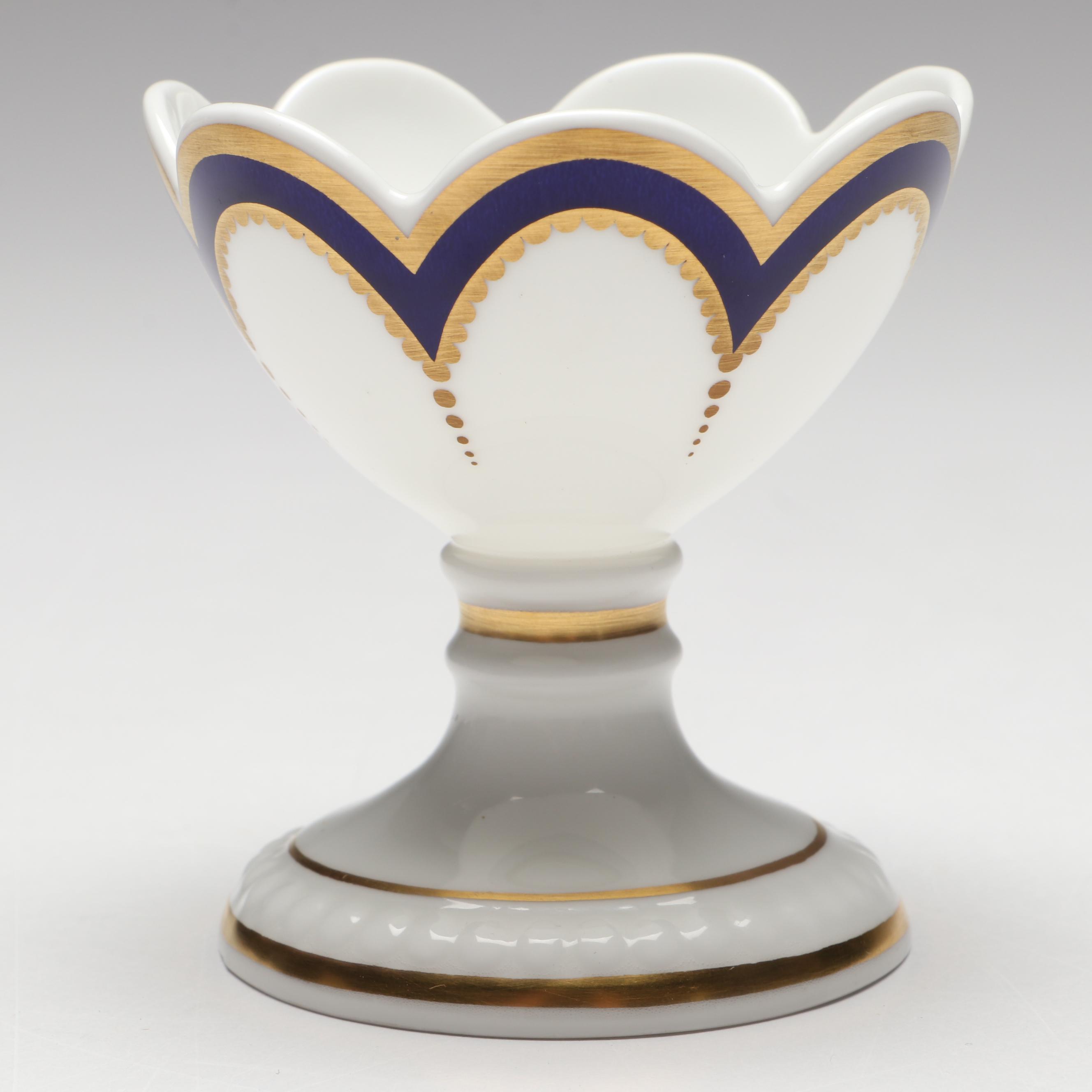 Royal Crown Derby English Bone China Gilt Cobalt Egg with Stand