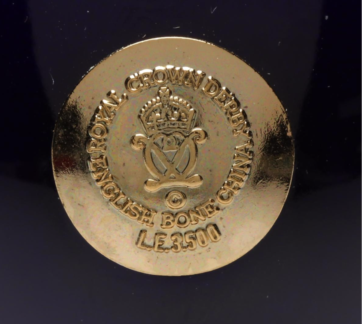 Royal Crown Derby English Bone China Gilt Cobalt Egg with Stand