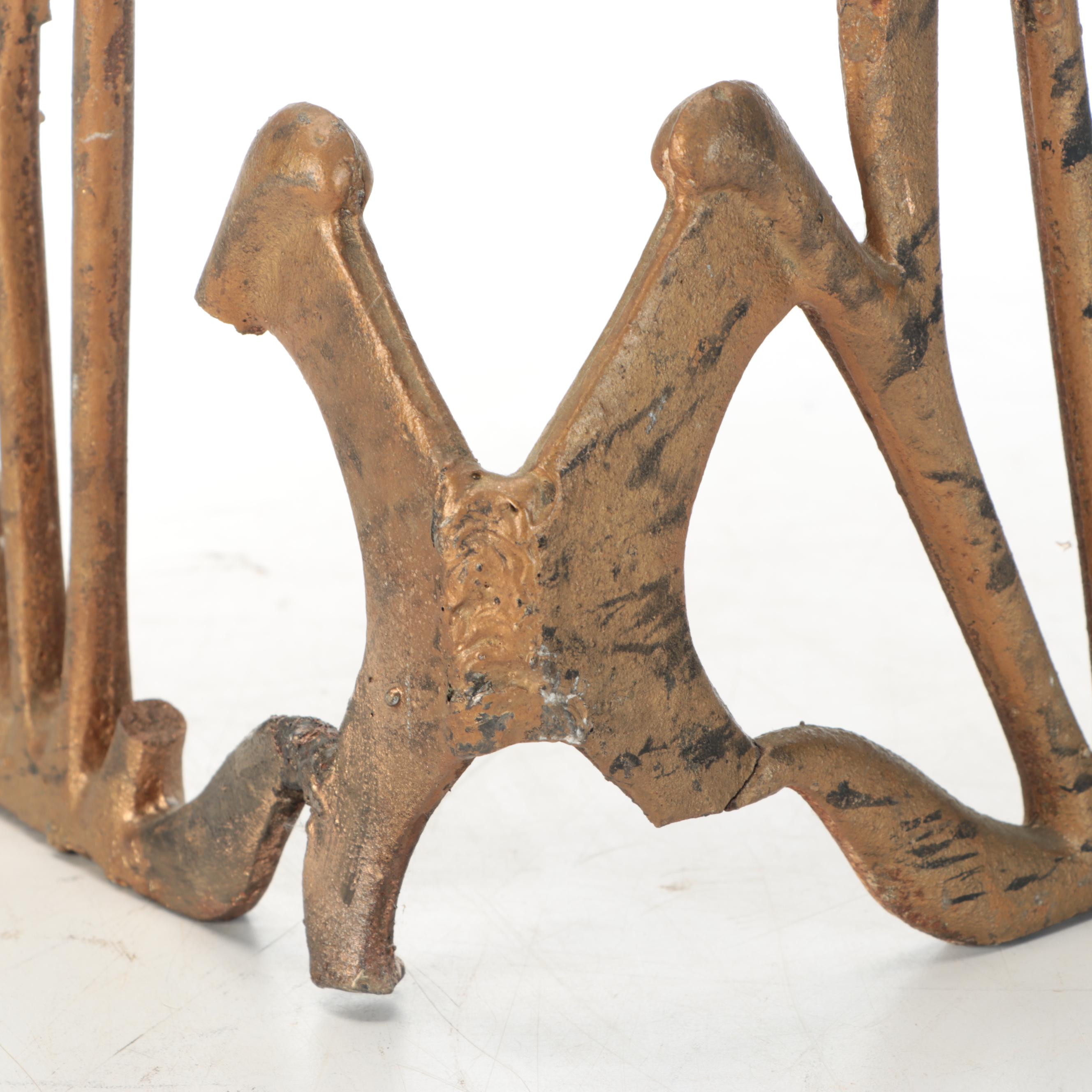 Hollywood Regency Style Gilt Metal Cattail Fire Screens, Mid to Late 20th C.