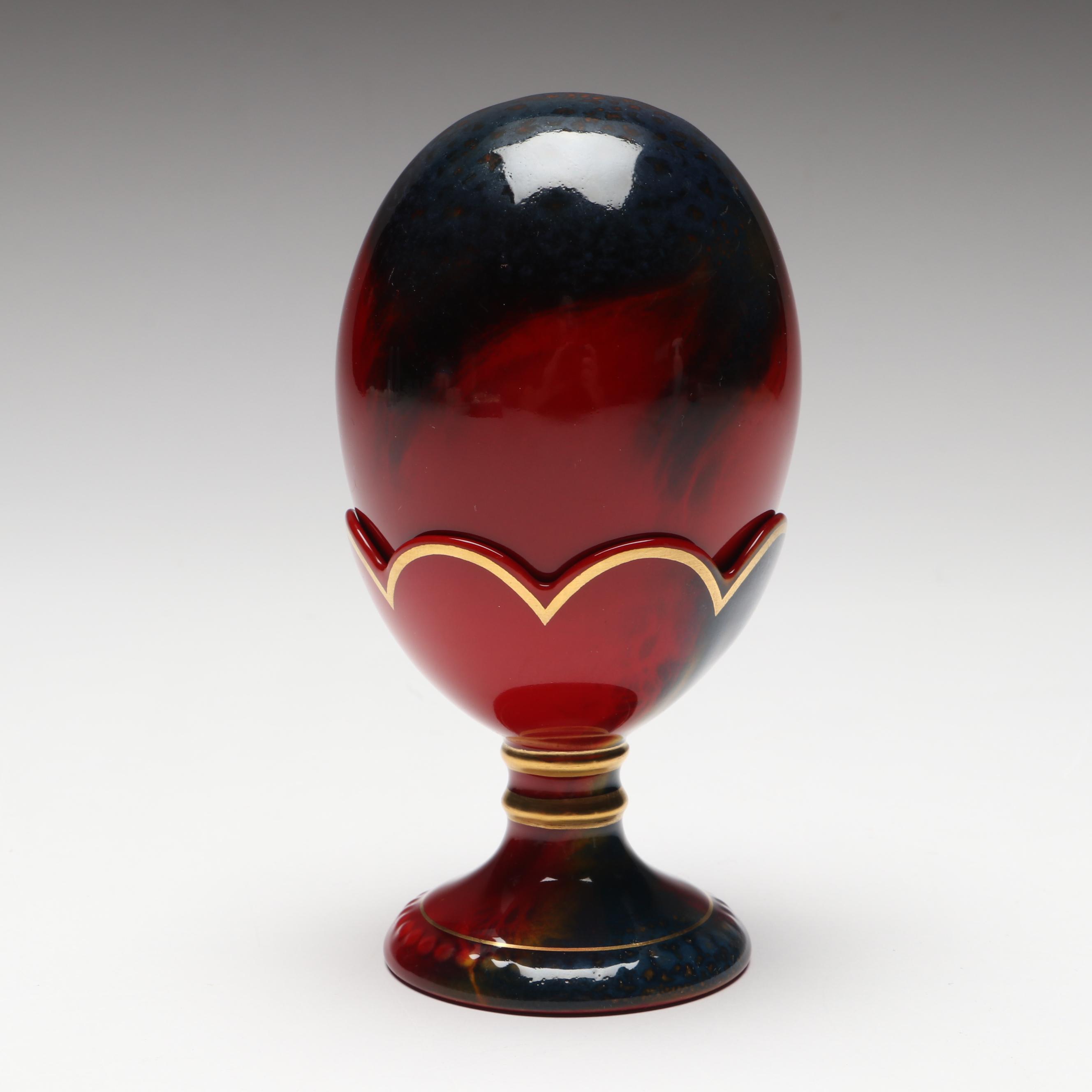 Royal Doulton Porcelain Flambé Egg with Stand