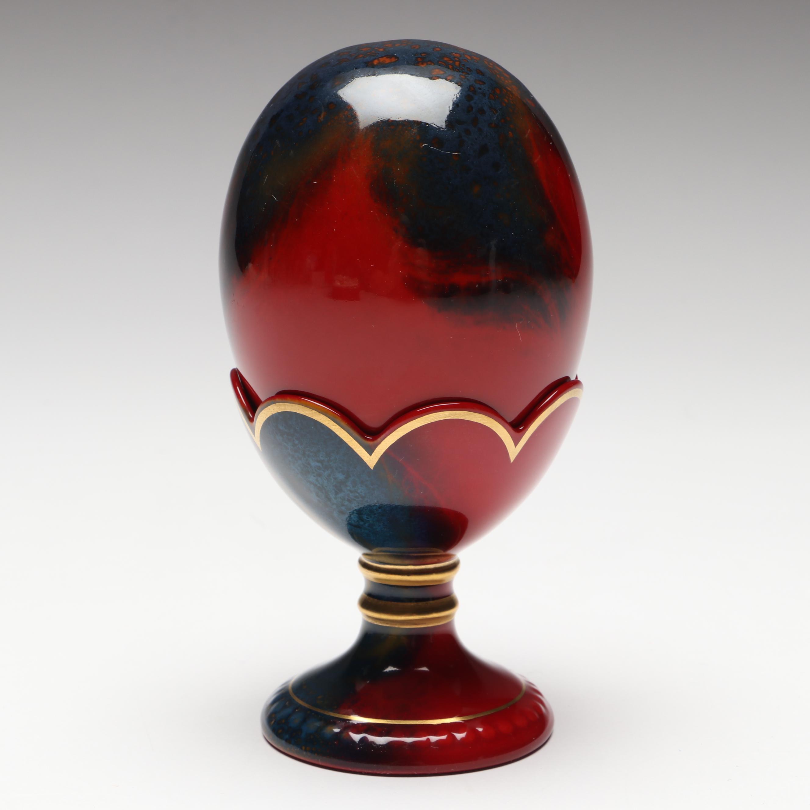 Royal Doulton Porcelain Flambé Egg with Stand
