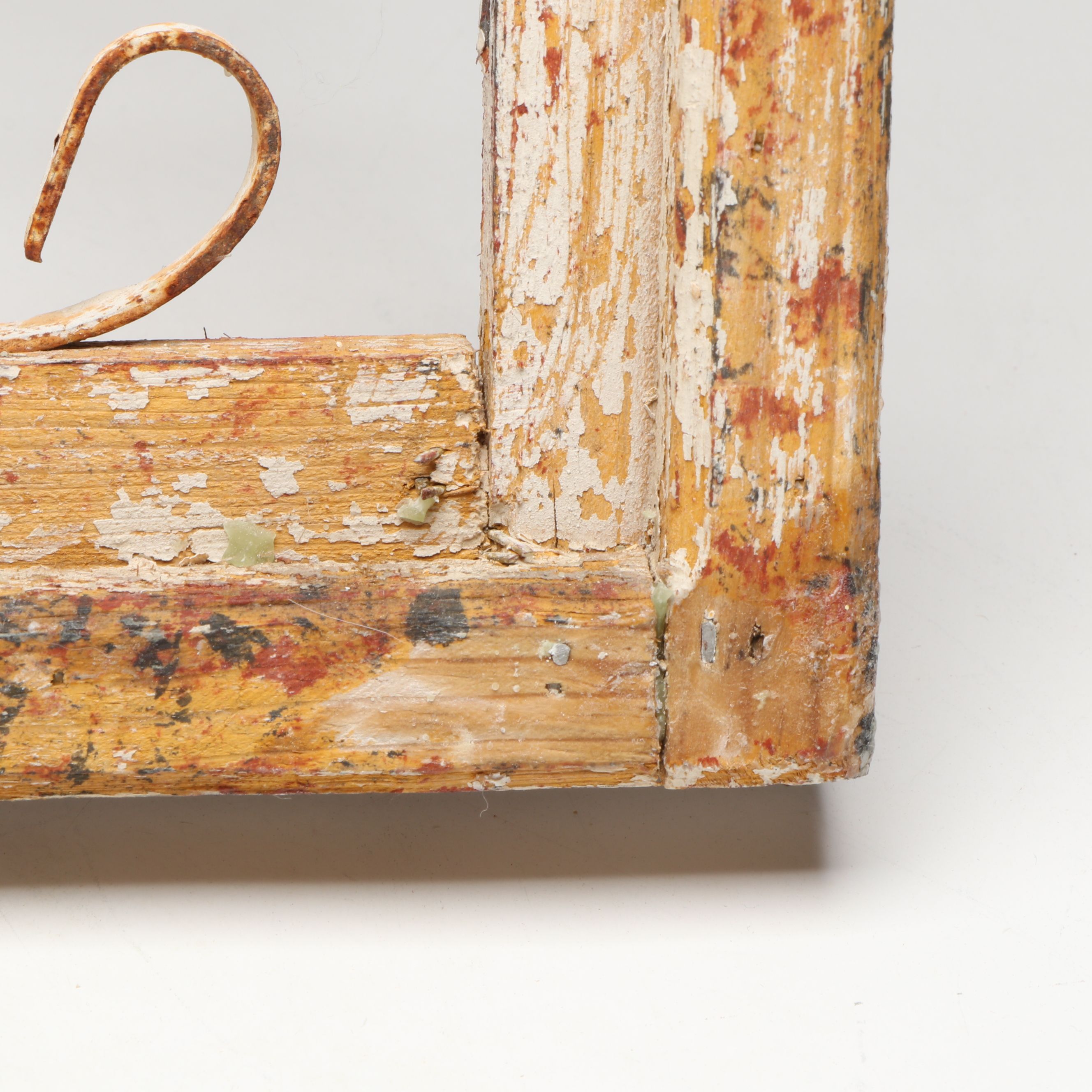 Gothic Style Wood and Scrolled Metal Archtop Window Frame