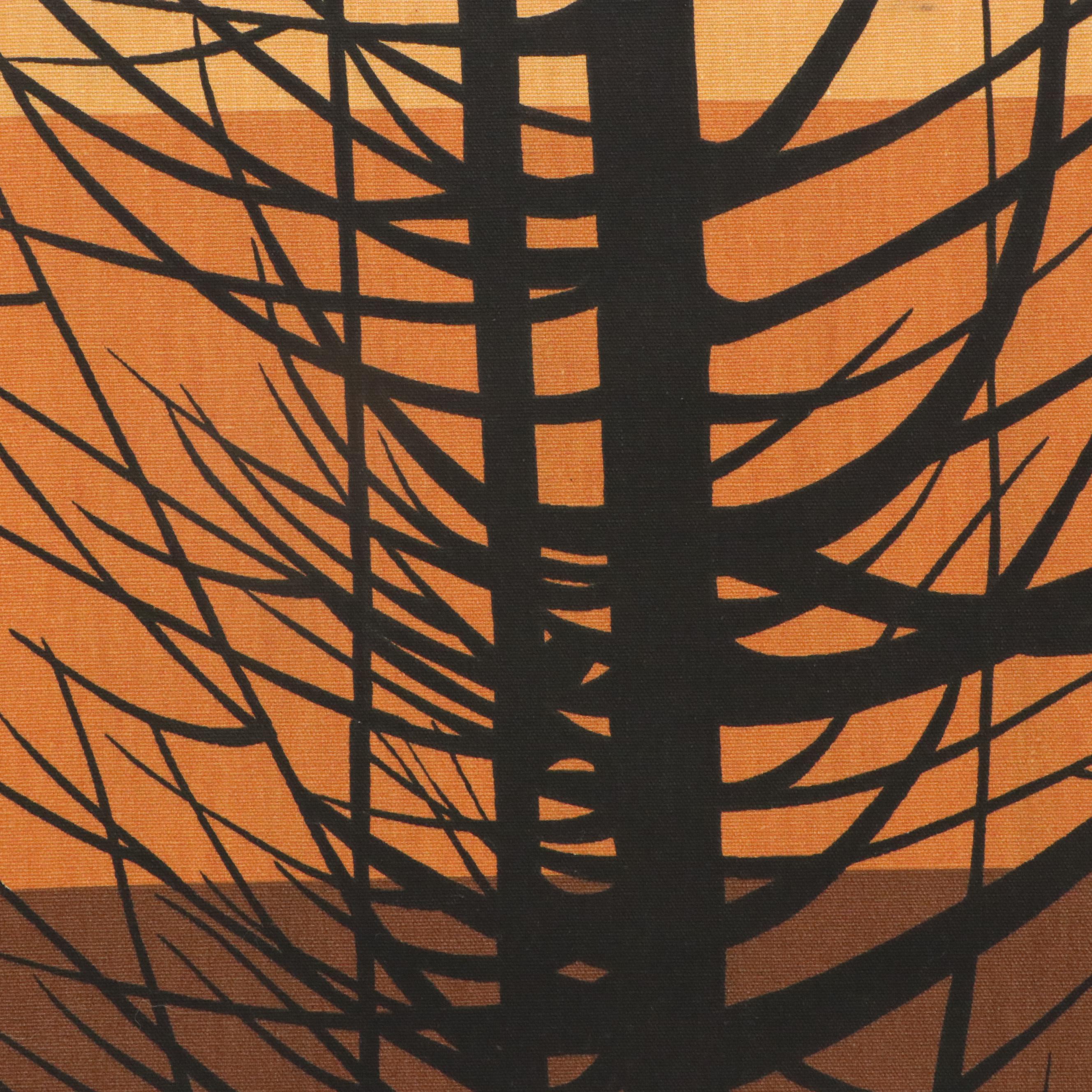 Stretched Fabric Panel with Abstracted Birds in Flight, Circa 1970s