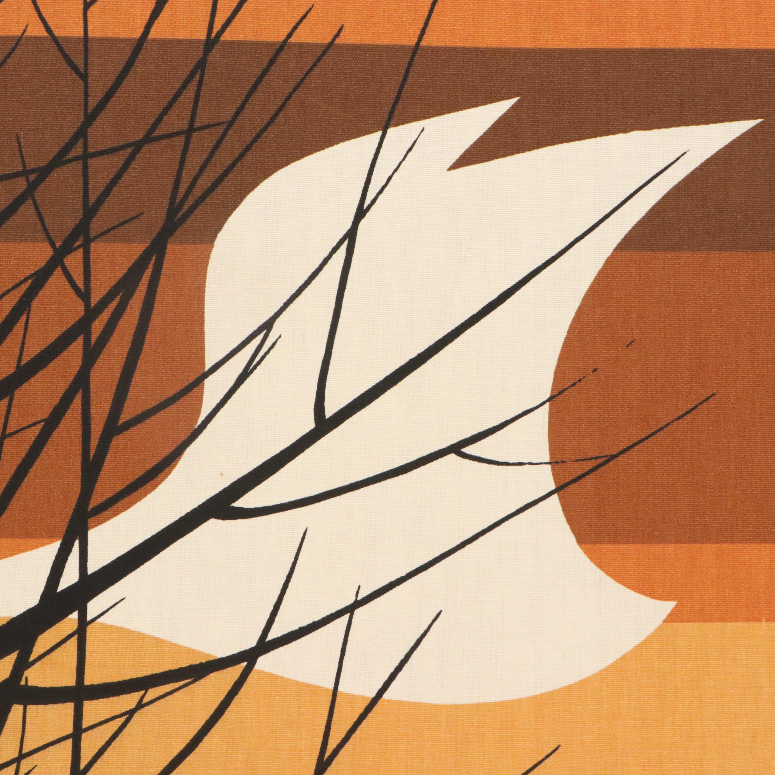 Stretched Fabric Panel with Abstracted Birds in Flight, Circa 1970s
