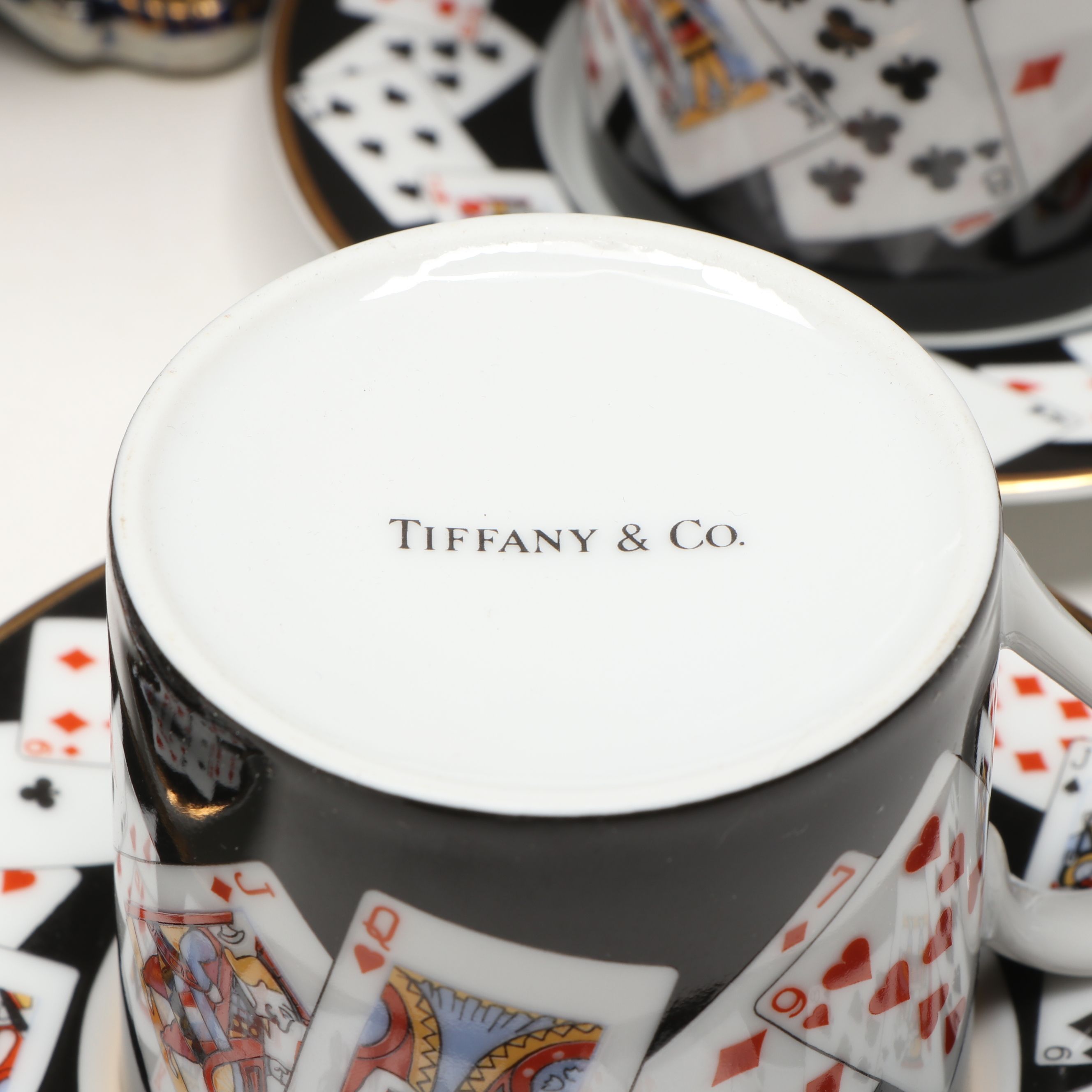 Tiffany & Co. Porcelain Playing Card Demitasse Cups and Saucers