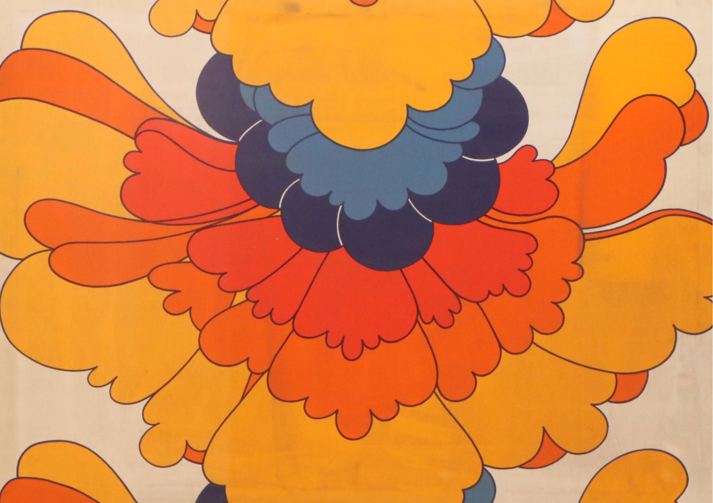 Stretched Textile Panel with Floral Motif, Circa Late 20th Century