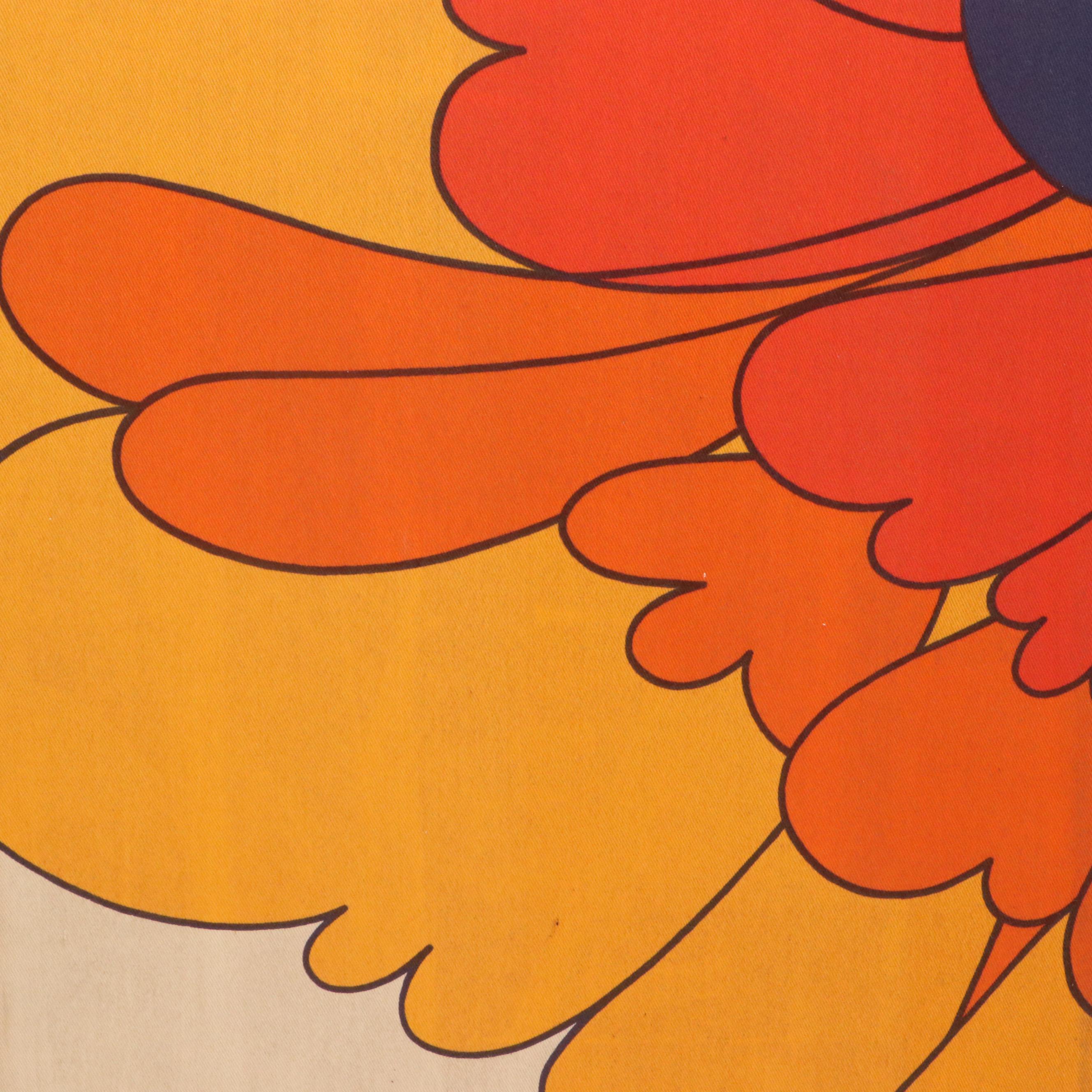 Stretched Textile Panel with Floral Motif, Circa Late 20th Century