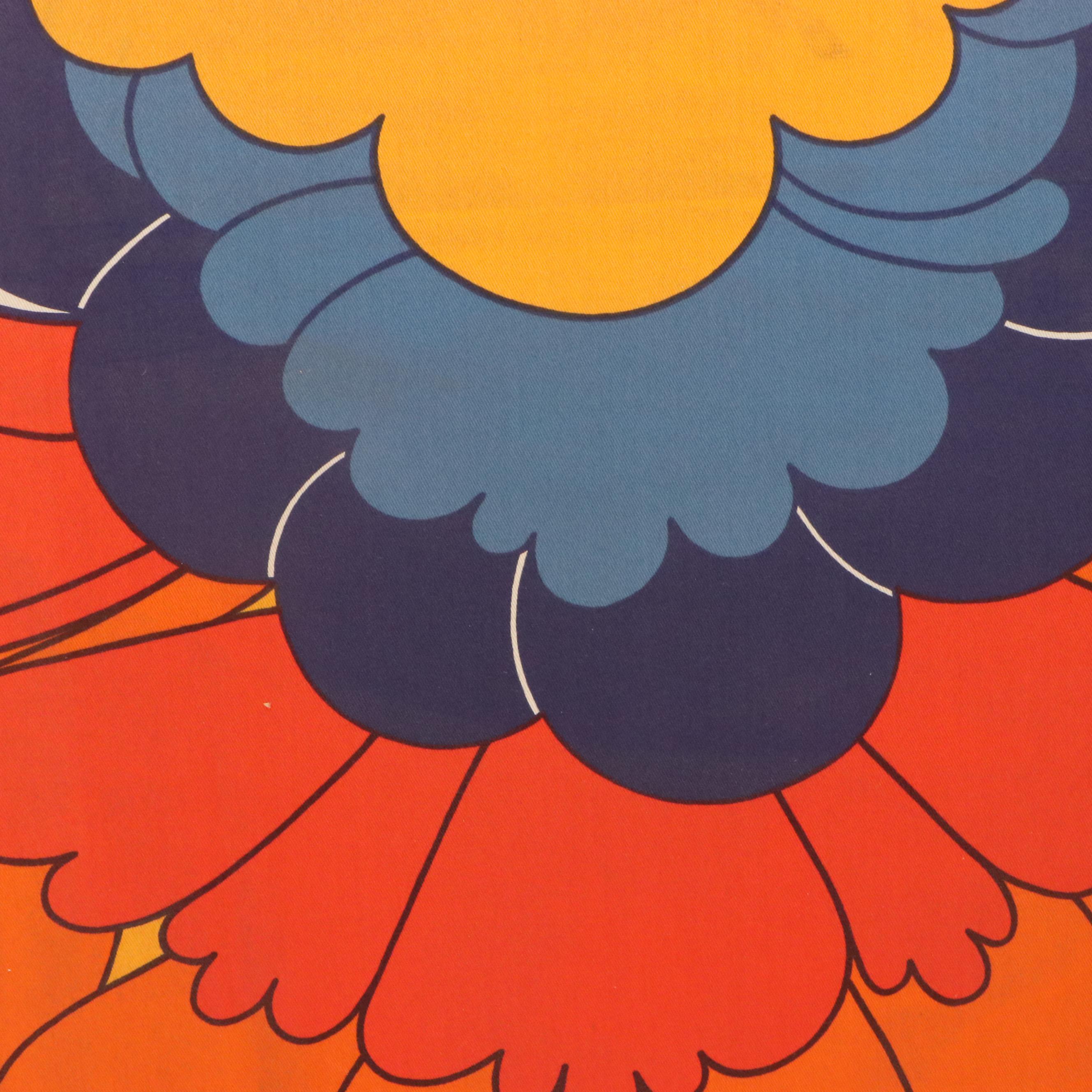 Stretched Textile Panel with Floral Motif, Circa Late 20th Century